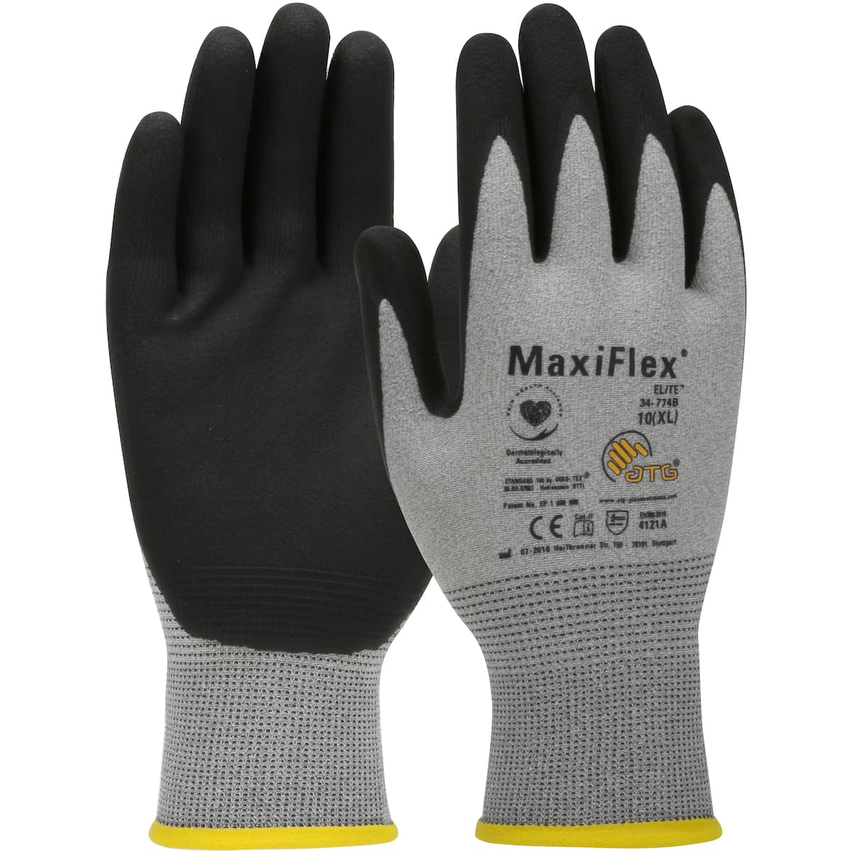MaxiFlex Elite ESD Anti-Static Seamless Knit Nylon Glove with Nitrile Coated MicroFoam Grip on Palm & Fingers - Touchscreen (34-774B)