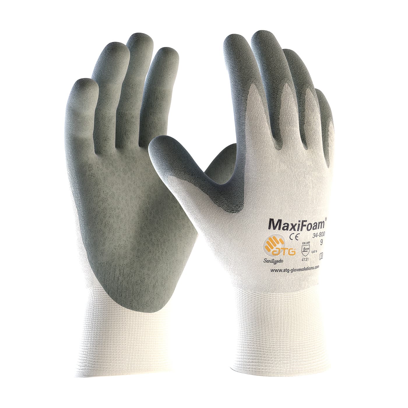 MaxiFoam Premium Seamless Knit Nylon Glove with Nitrile Coated Foam Grip on Palm & Fingers (34-800)