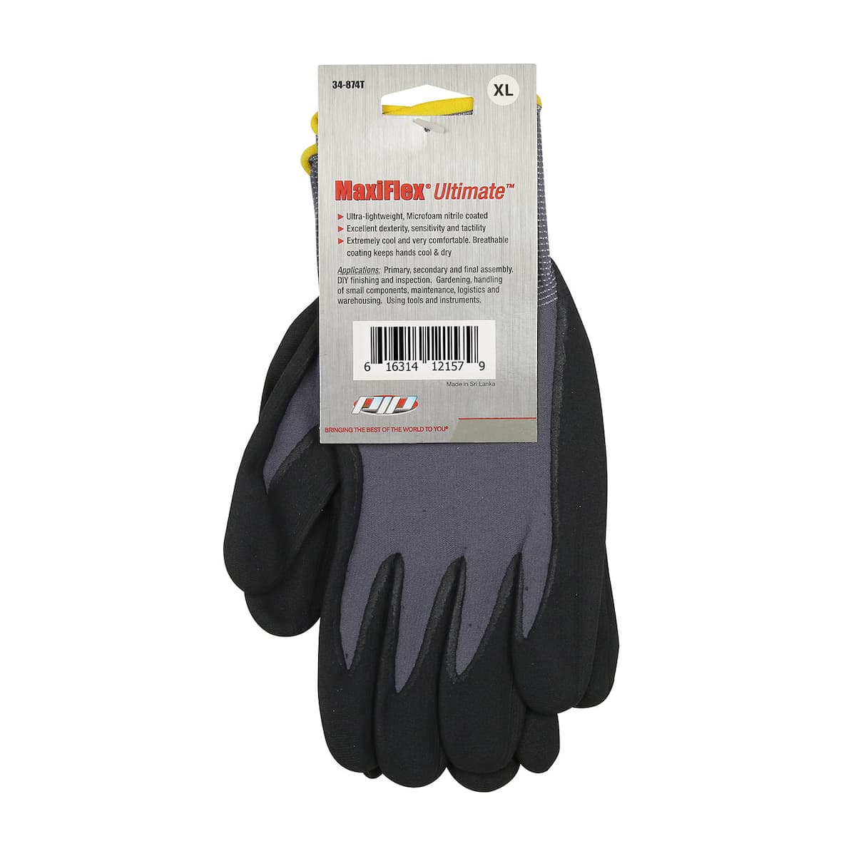 MaxiFlex Ultimate Seamless Knit Nylon / Elastane Glove with Nitrile Coated MicroFoam Grip on Palm & Fingers - Tagged (34-874T)