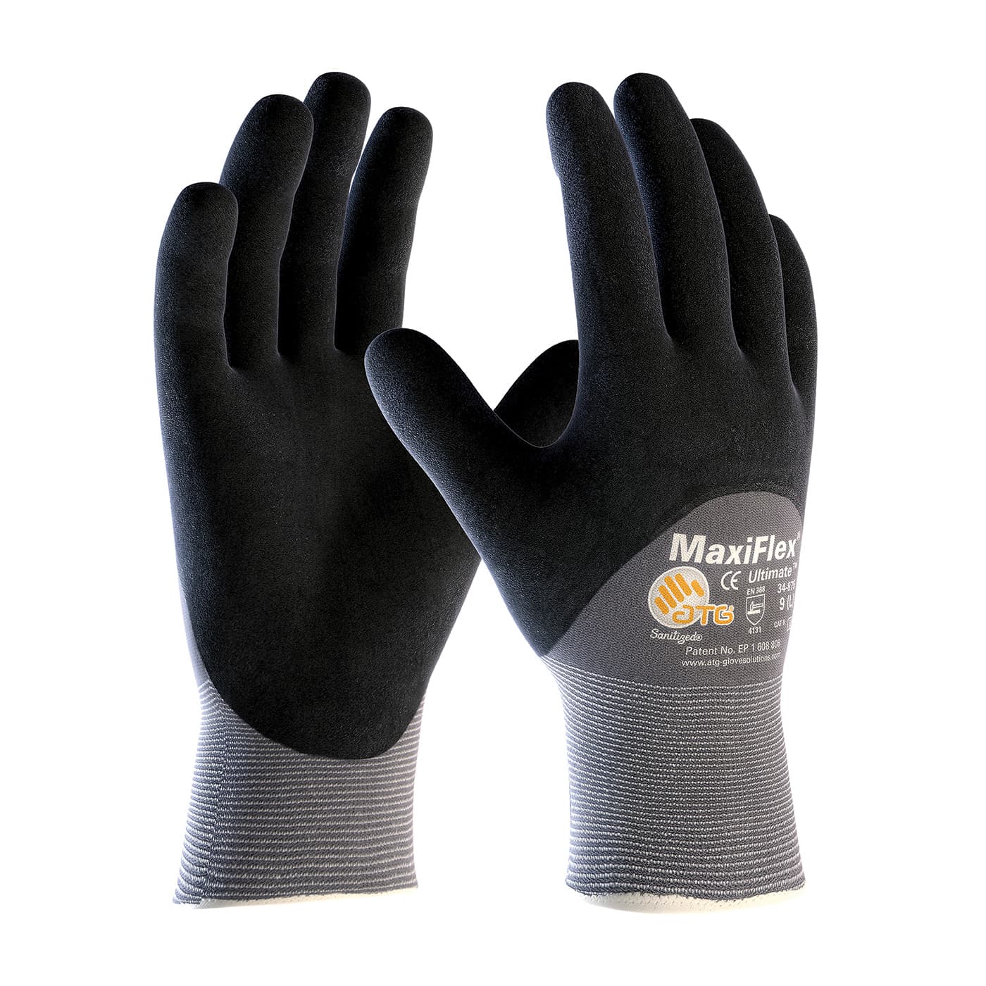 MaxiFlex Ultimate Seamless Knit Nylon / Elastane Glove with Nitrile Coated MicroFoam Grip on Palm, Fingers & Knuckles - Touchscreen Compatible (34-875)