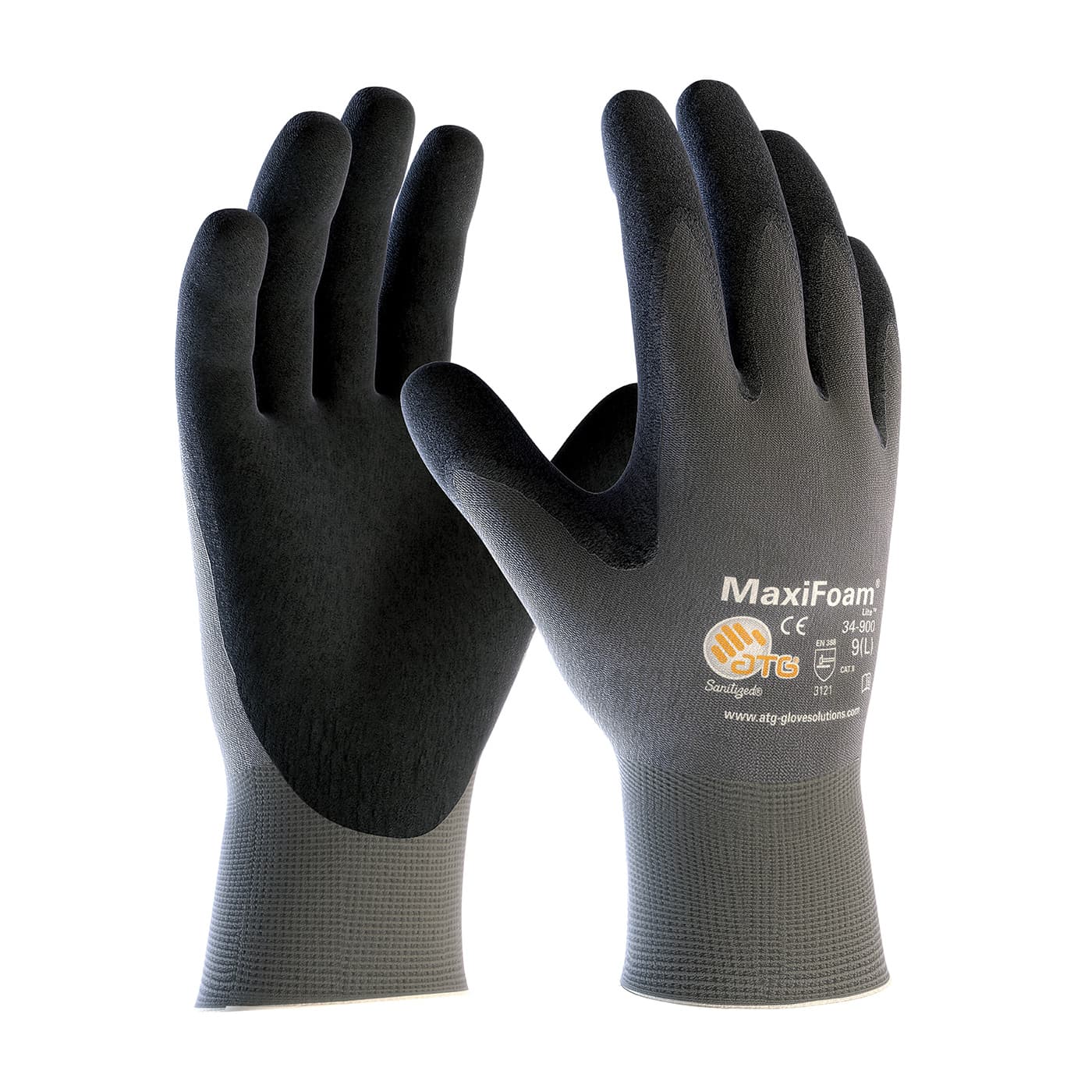 MaxiFoam Lite Seamless Knit Nylon Glove with Nitrile Coated Foam Grip on Palm & Fingers (34-900)