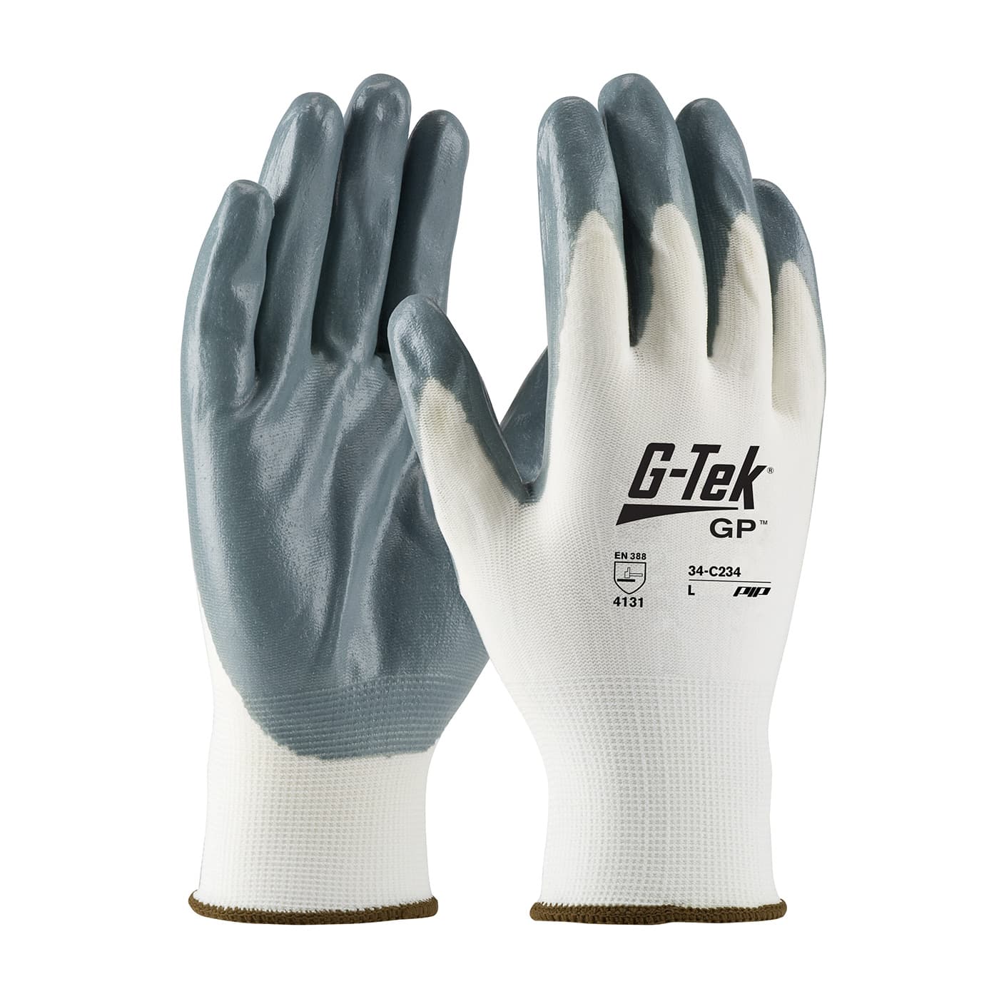 G-Tek Gp, White 13G Nylon Shell, Econ Grade, Gray Nitrile Foam Grip