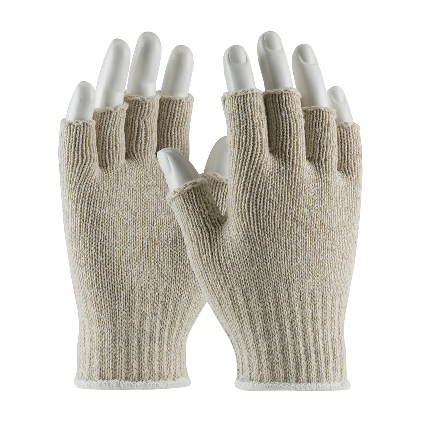 PIP Medium Weight Seamless Knit Cotton/Polyester Glove - Natural with Half-Finger (35-C119)