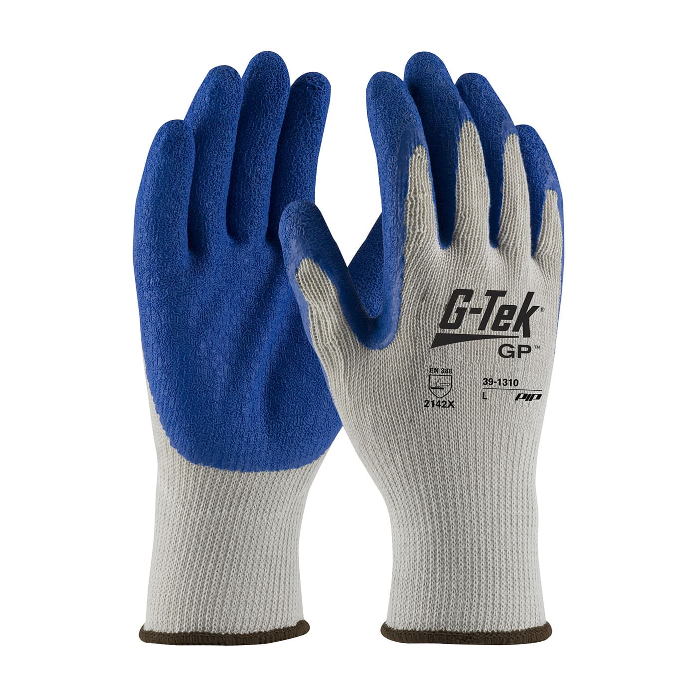 G-Tek Economy Weight Seamless Knit Polyester Glove with Latex Coated Crinkle Grip on Palm & Fingers (39-1310)
