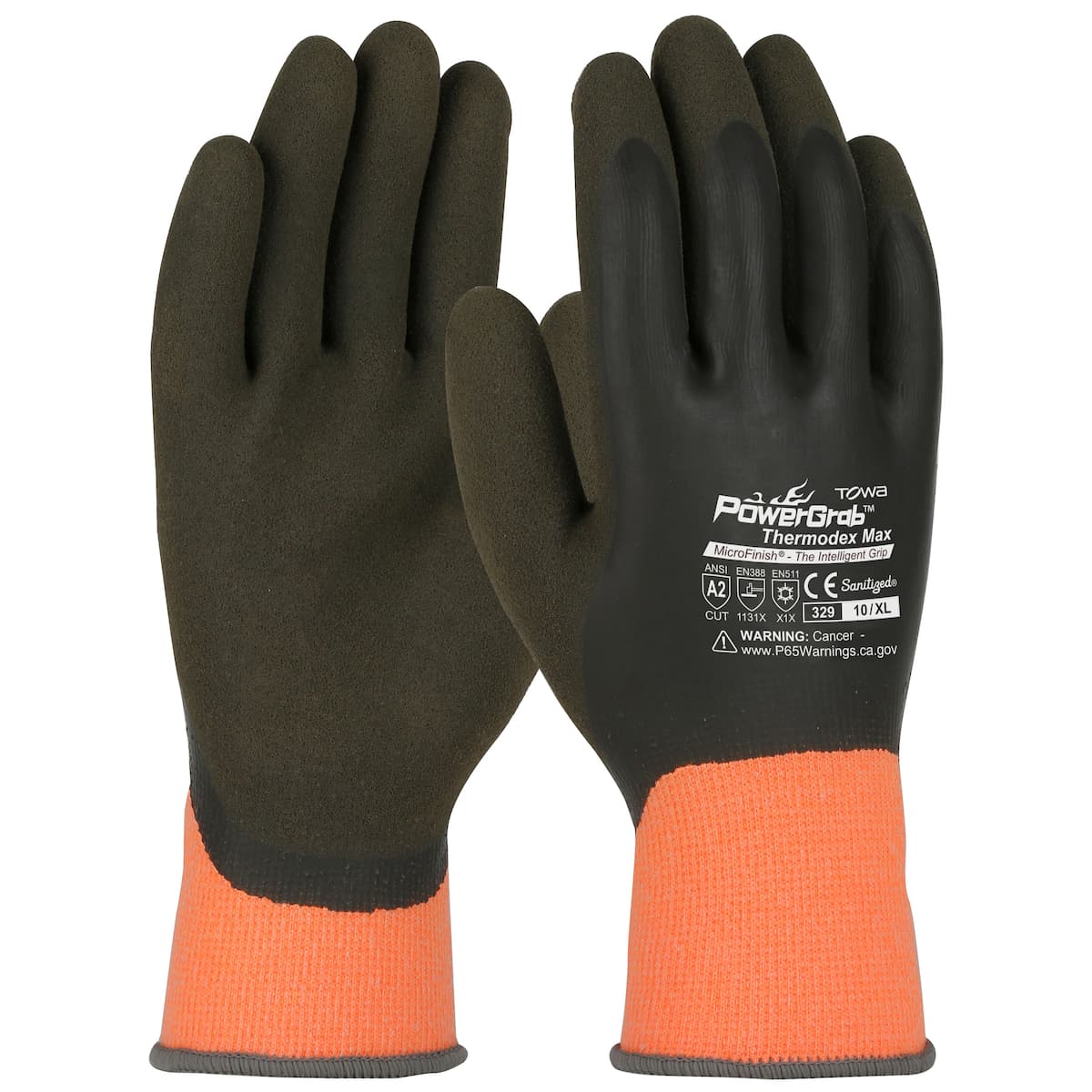 PowerGrab Thermodex Hi-Vis Seamless Knit Glove with Latex MicroFinish Grip on Full Hand (41-1329)