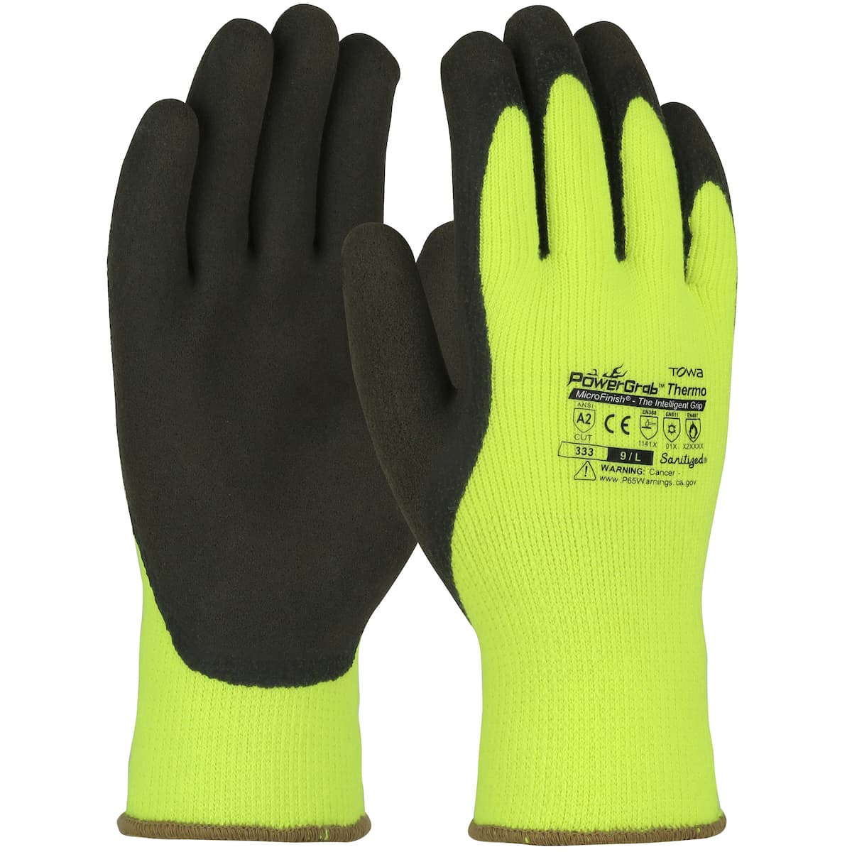 PowerGrab Thermo Hi-Vis Seamless Knit Acrylic Terry Glove with Latex MicroFinish Grip on Palm & Fingers (41-1405)