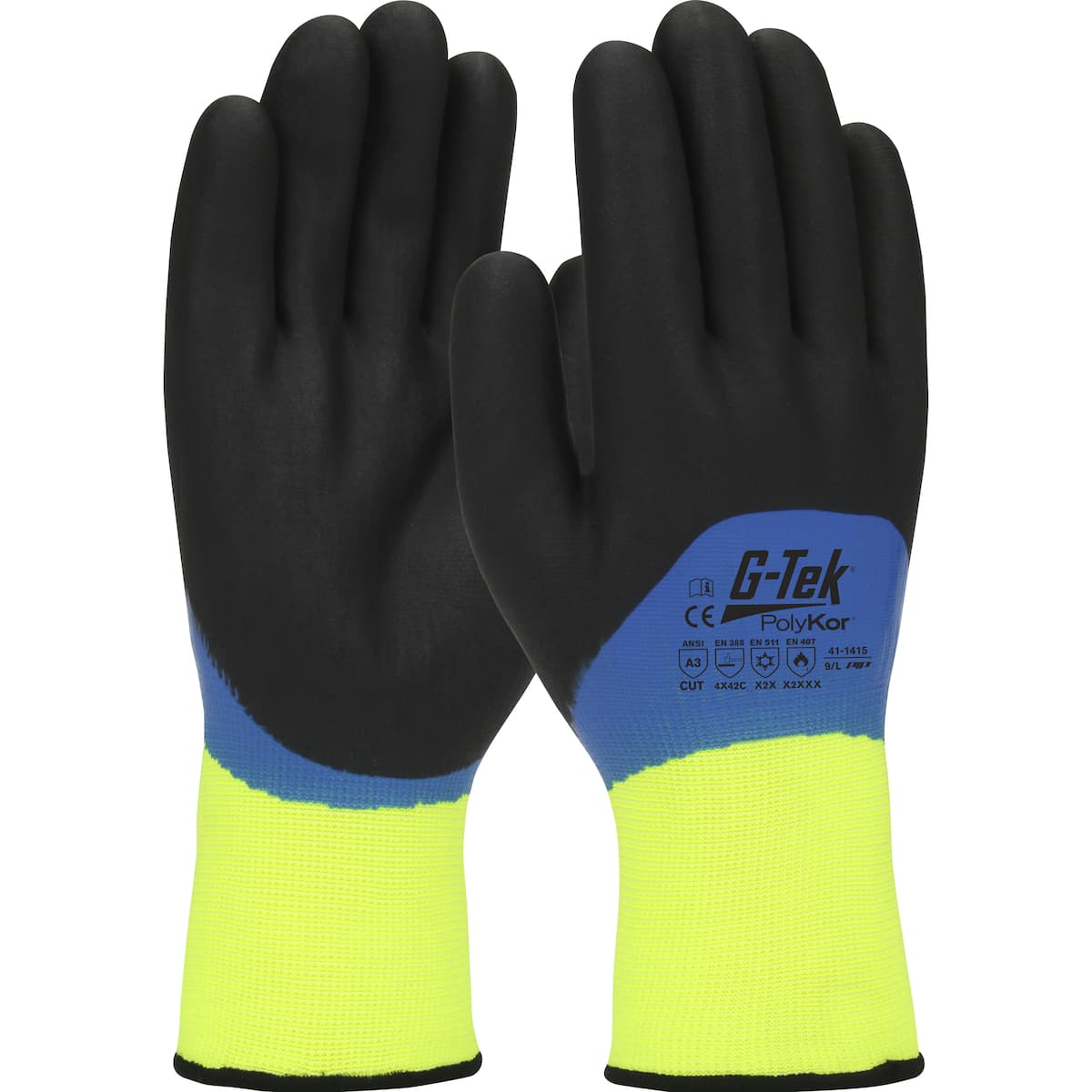 G-Tek PolyKor Seamless Knit PolyKor Blend Glove with Acrylic Liner and Double-Dipped Nitrile Foam Grip on Full Hand (41-1415)