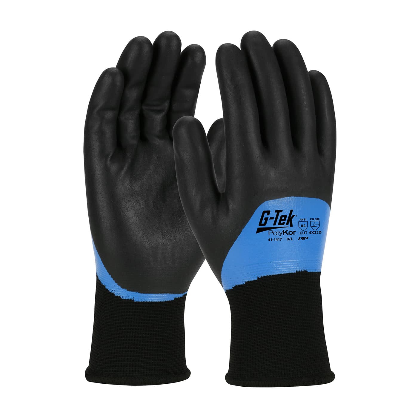 G-Tek PolyKor Seamless Knit PolyKor Blend Glove with Acrylic Liner and Double-Dipped Nitrile Foam Grip on Full Hand (41-1417)