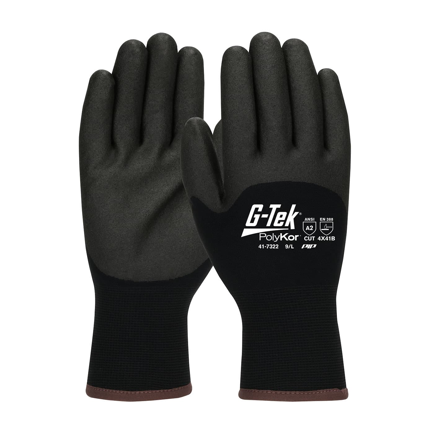 G-Tek PolyKor Seamless Knit PolyKor Blend Glove with Acrylic Lining and PVC Foam Grip on Palm, Fingers & Knuckles (41-7322)