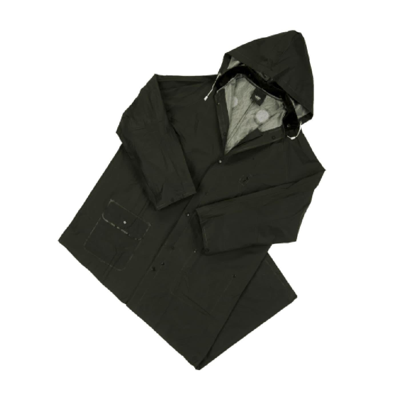 FR Treated 60 inch PVC Duster Raincoat - 0.35 mm, Black (4160BFR)