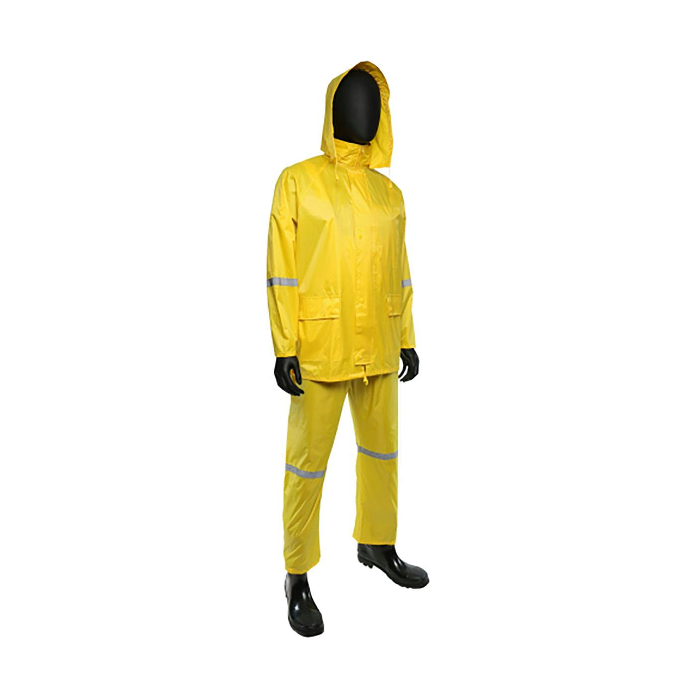 Three-Piece Rain Suit with Reflective Stripes - 0.18 mm, Yellow (4338)