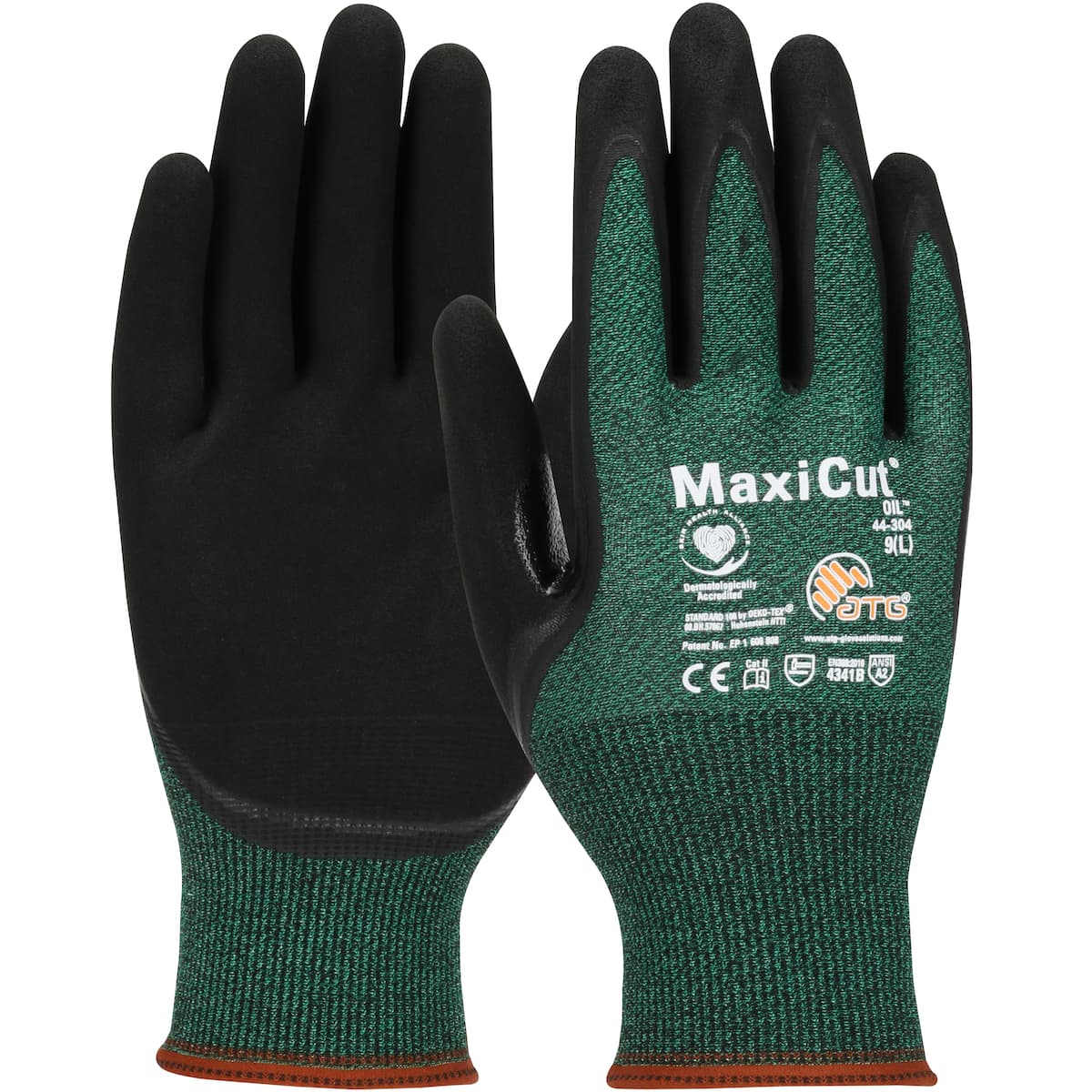 MaxiCut Oil Seamless Knit Engineered Yarn Glove with Nitrile Coated MicroFoam Grip on Palm & Fingers (44-304)