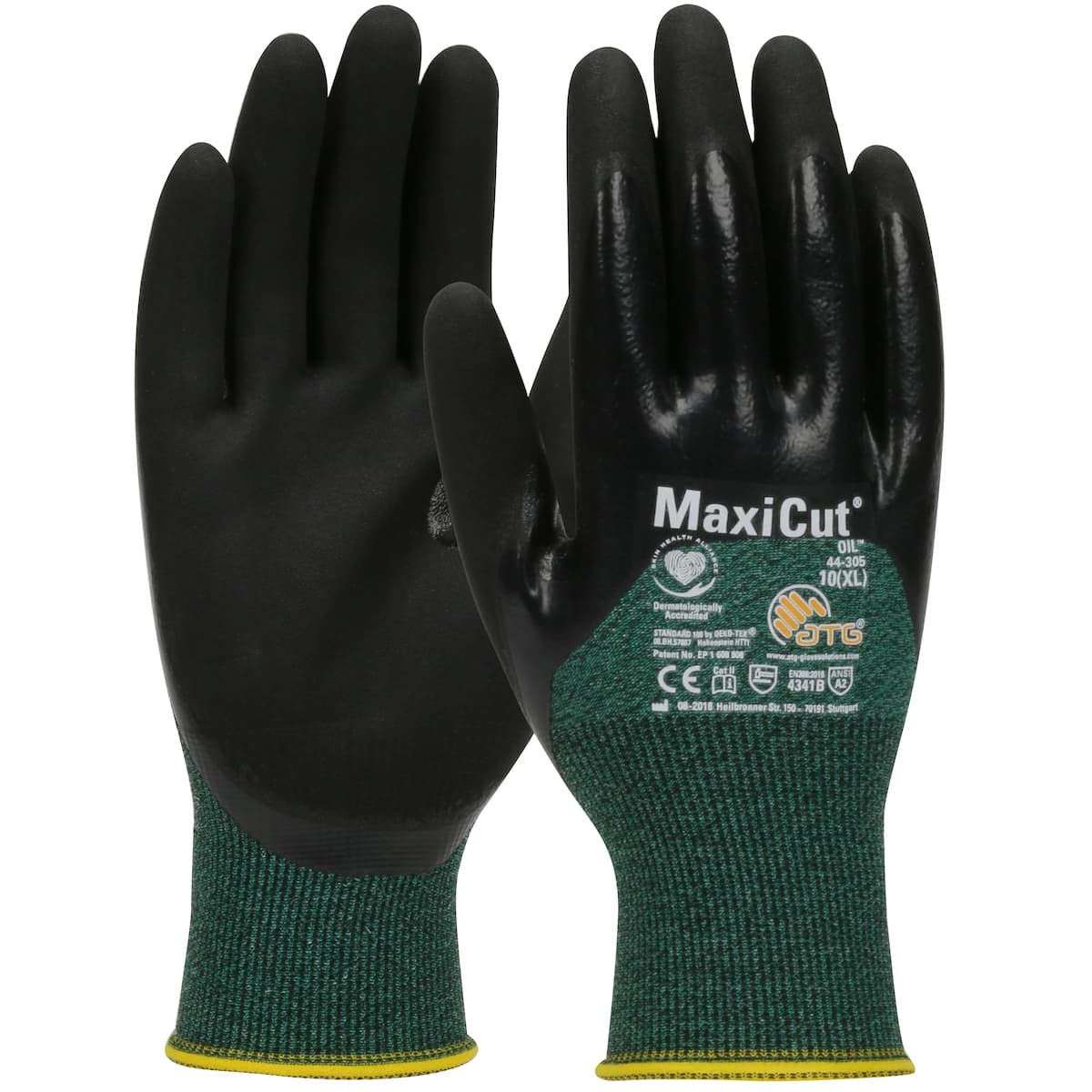 MaxiCut Oil Seamless Knit Engineered Yarn Glove with Nitrile Coated MicroFoam Grip on Palm, Fingers & Knuckles (44-305)