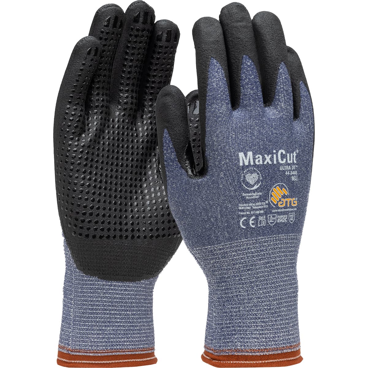 MaxiCut Ultra DT Seamless Knit Engineered Yarn Glove with Premium Nitrile Coated MicroFoam Grip on Palm & Fingers - Micro Dot Palm (44-3445)
