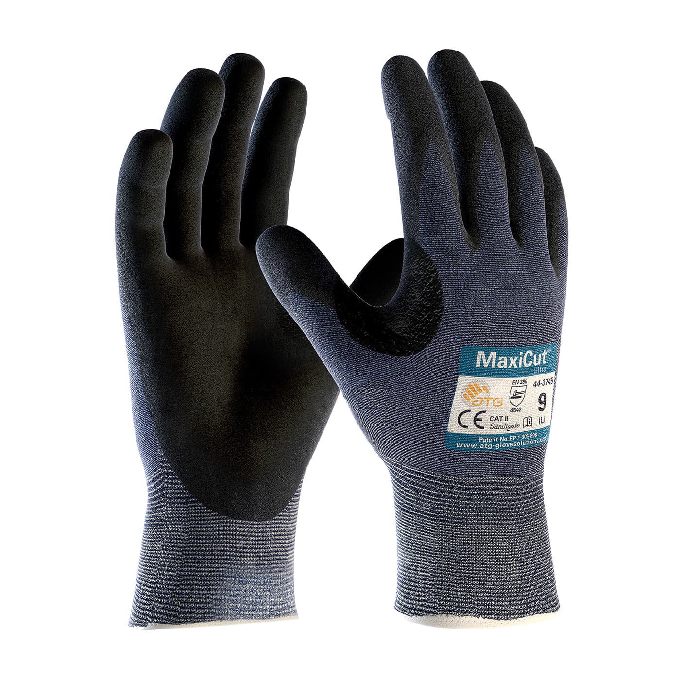 MaxiCut Ultra Seamless Knit Engineered Yarn Glove with Premium Nitrile Coated MicroFoam Grip on Palm & Fingers - Touchscreen Compatible (44-3745)