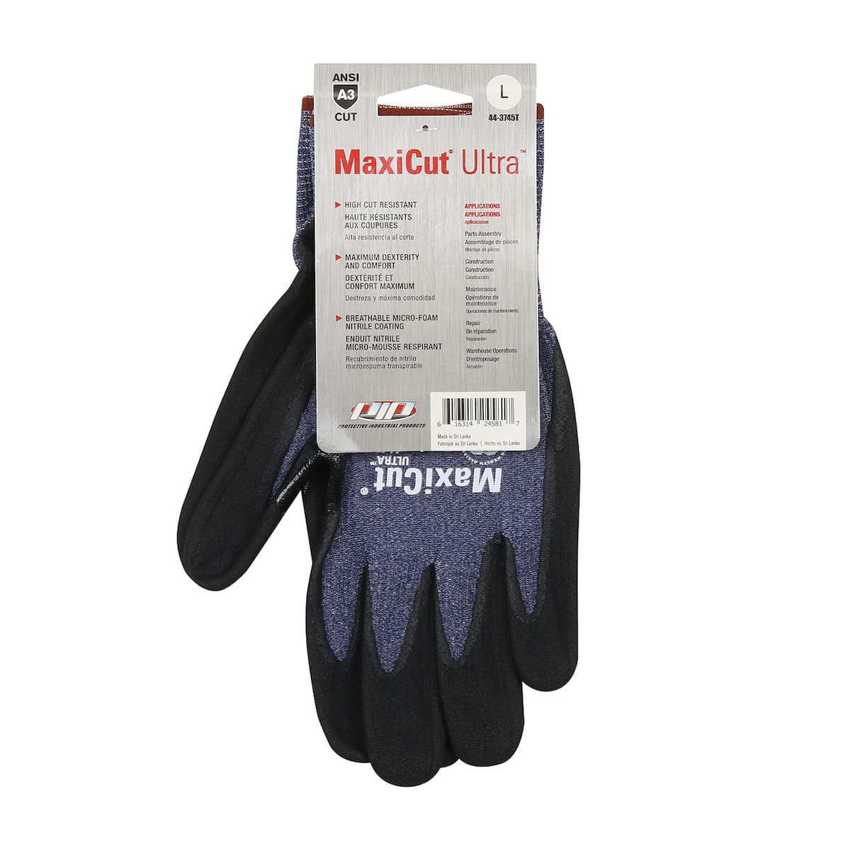 MaxiCut Ultra Seamless Knit Engineered Yarn Glove with Premium Nitrile Coated MicroFoam Grip on Palm & Fingers - Tagged (44-3745T)