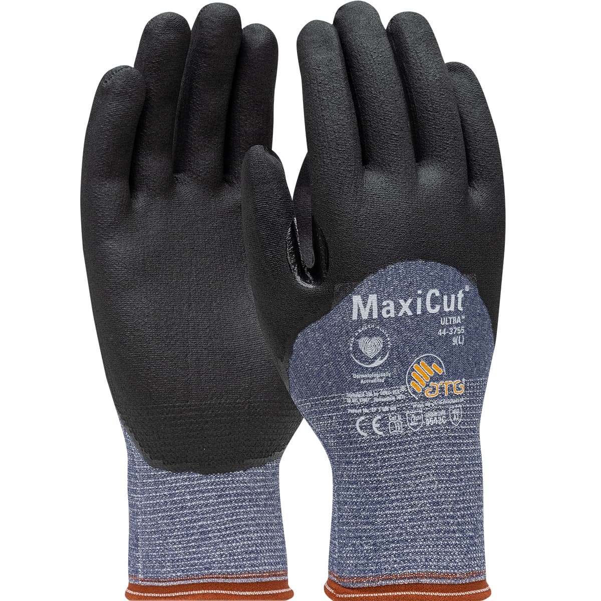 MaxiCut Ultra Seamless Knit Engineered Yarn Glove with Premium Nitrile Coated MicroFoam Grip on Palm, Fingers & Knuckles (44-3755)