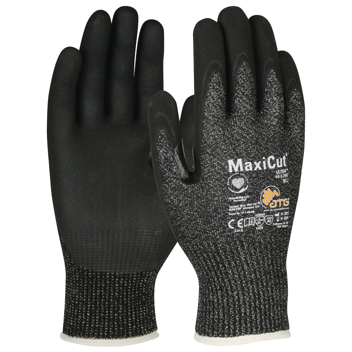 MaxiCut Ultra Seamless Knit Engineered Yarn Glove with Nitrile Coated MicroFoam Grip on Palm & Fingers (44-5745)