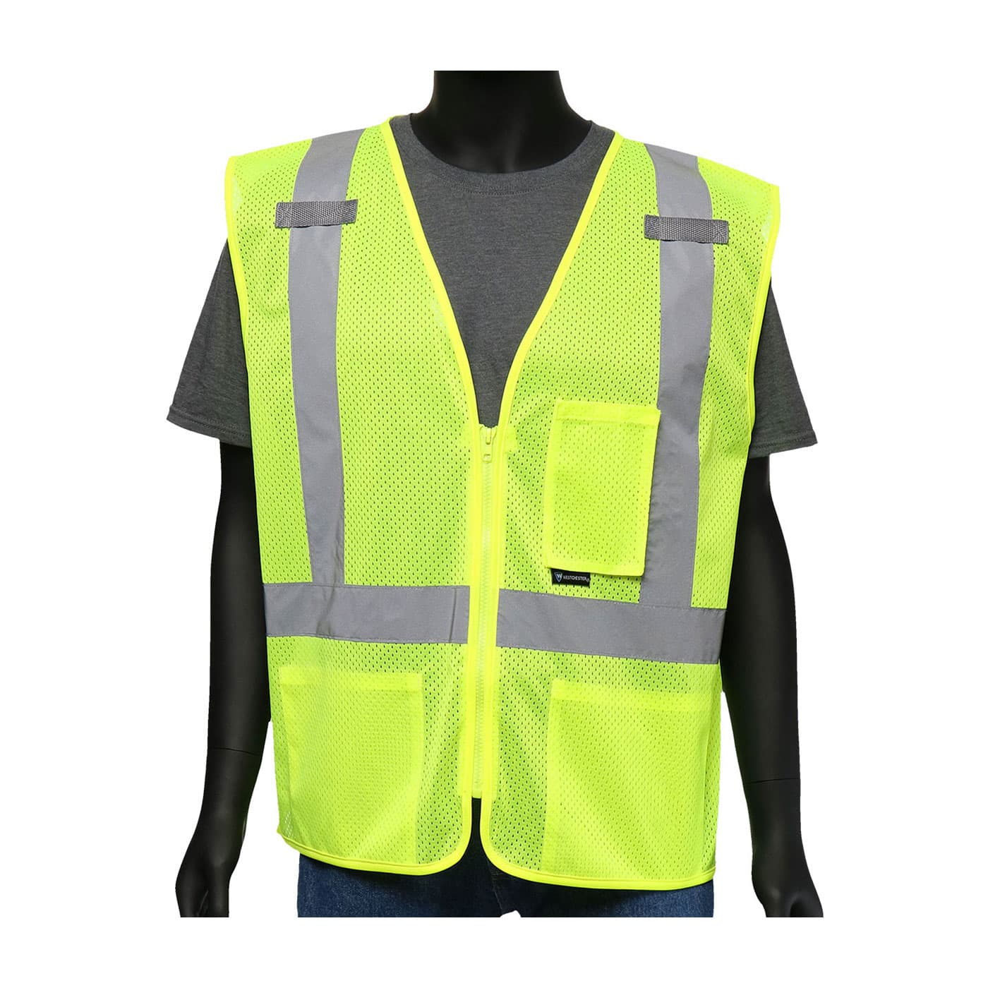 ANSI 107 Type R Class 2 Three Pocket Mesh Vest, Hi-Vis Yellow (47209)_1