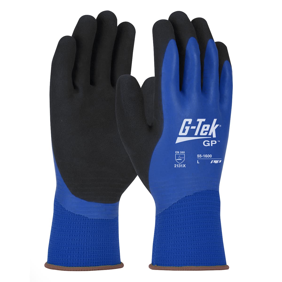 G-Tek Seamless Knit Polyester Glove with Double Dipped Latex Coated MicroSurface Grip on Full Hand (55-1600)