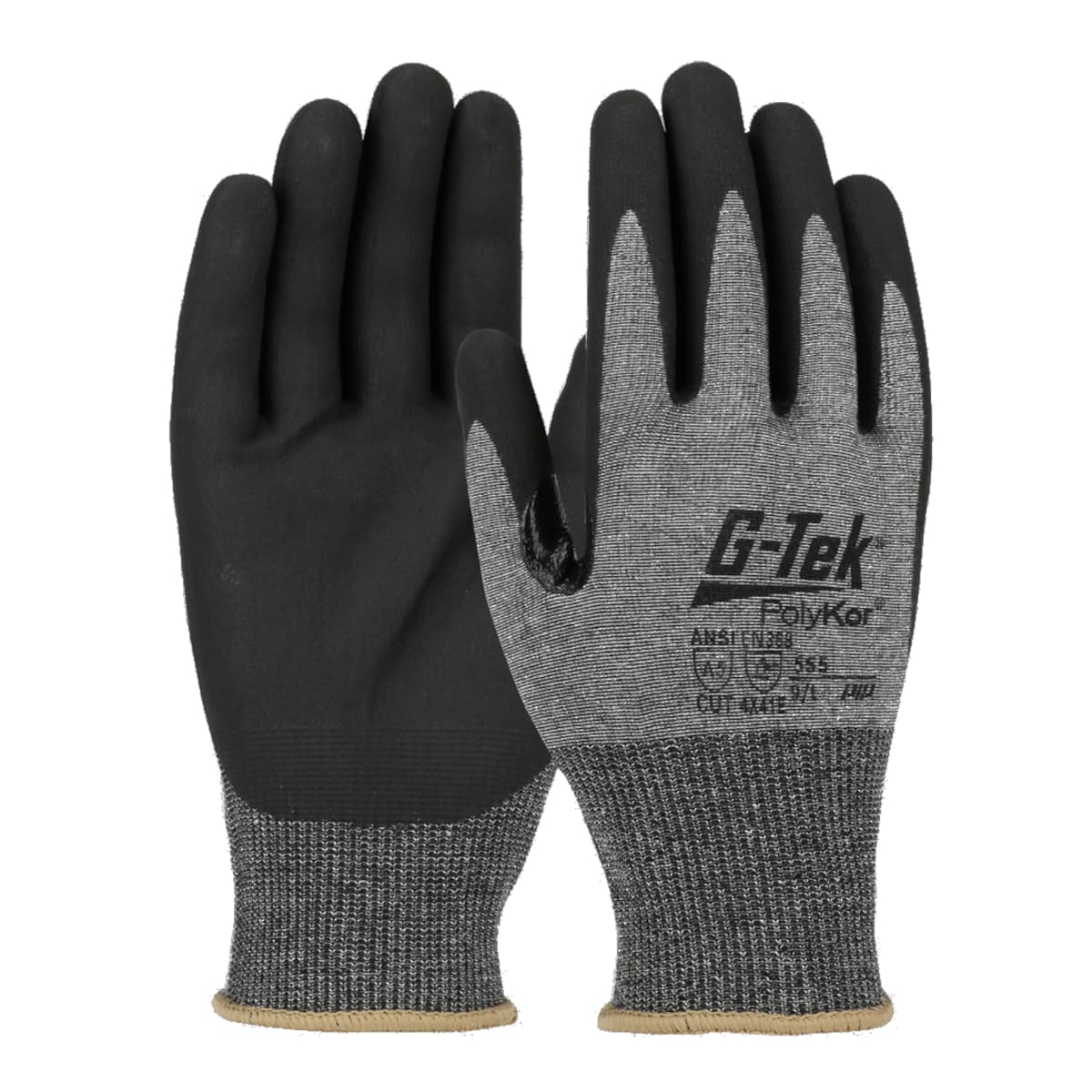 G-Tek PolyKor Seamless Knit PolyKor Blended Glove with Nitrile Coated Foam Grip on Palm & Fingers - Touchscreen Compatible (555)