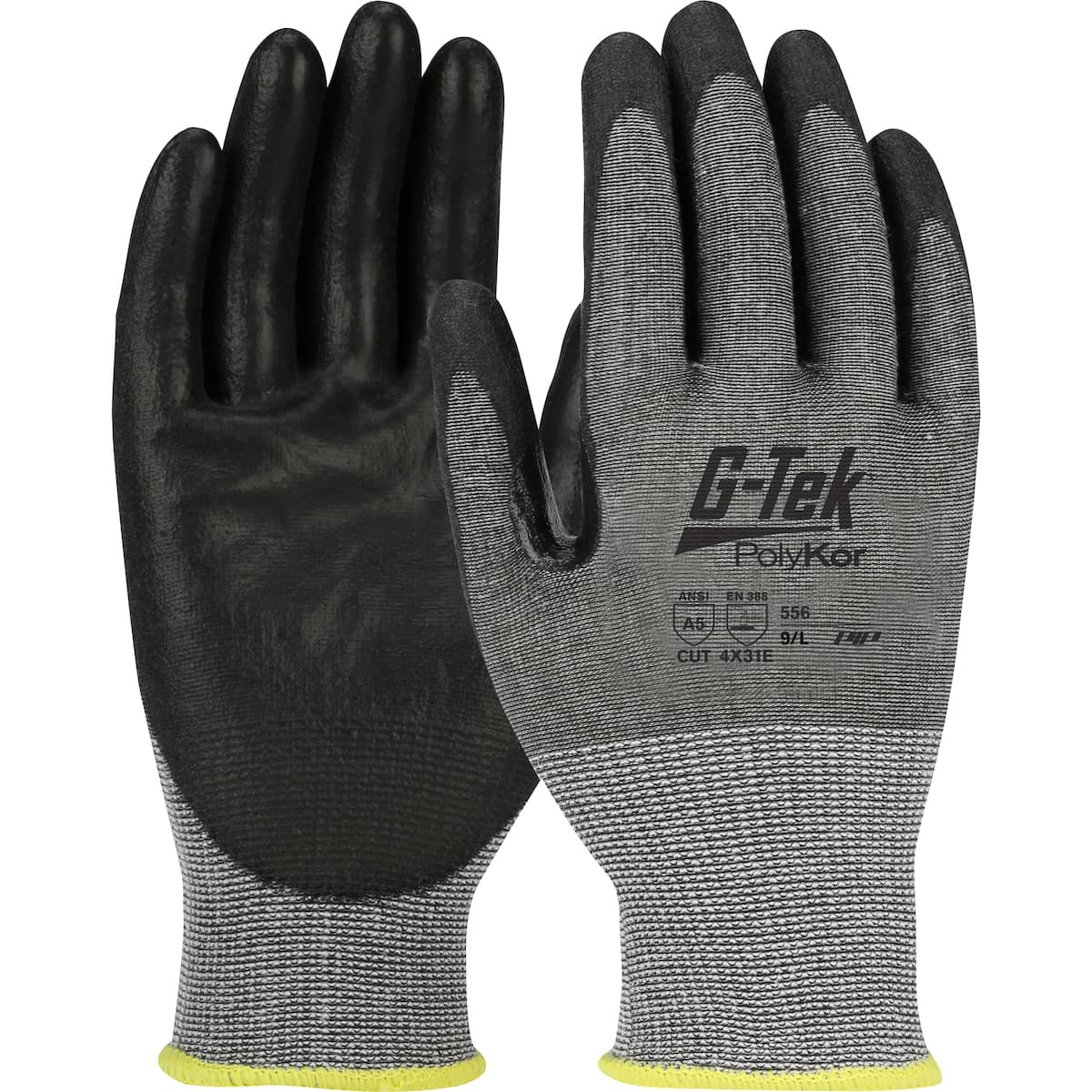 G-Tek® PolyKor® Seamless Knit PolyKor® Blended Glove with Polyurethane Coated Smooth Grip on Palm & Fingers - Touchscreen Compatible (556)