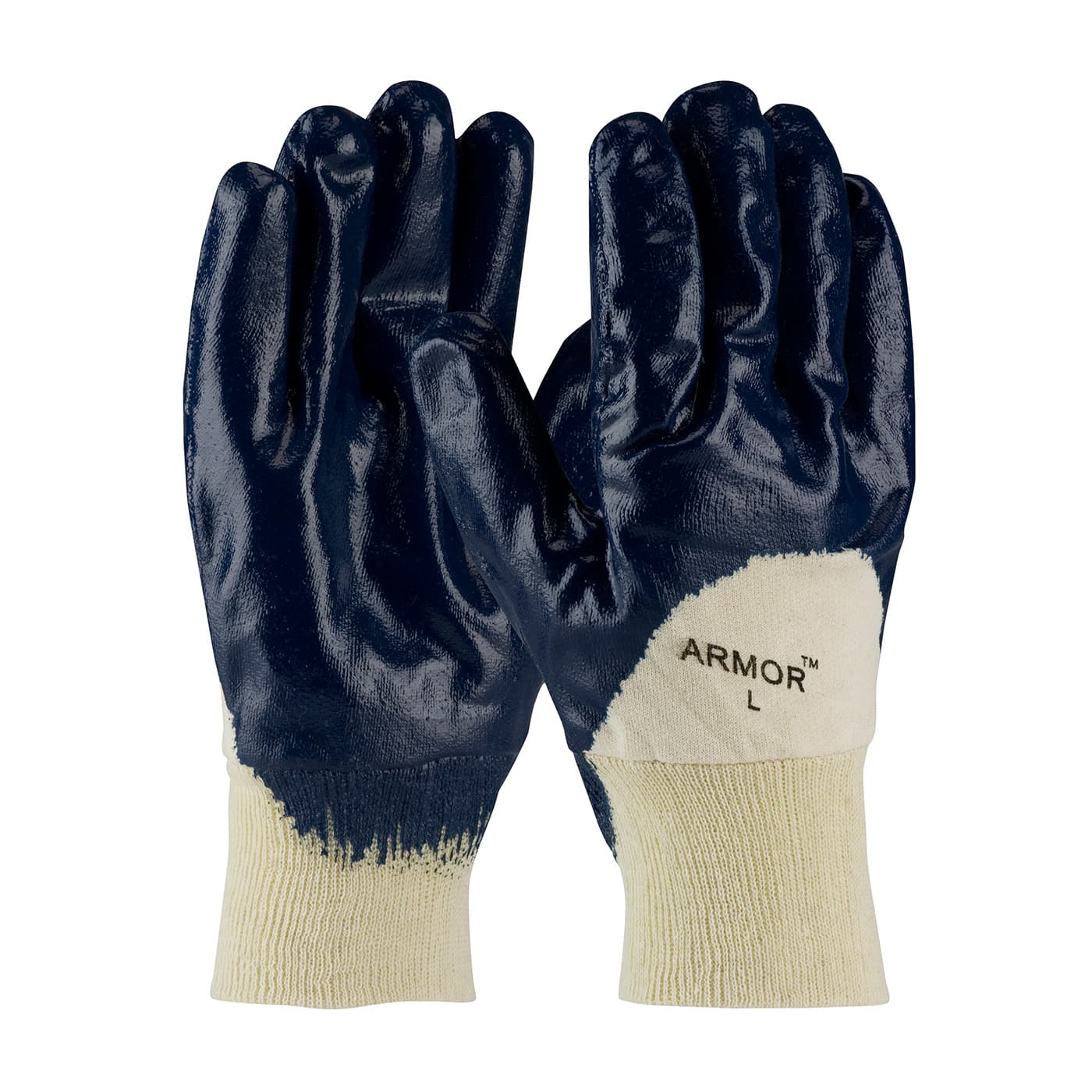 ArmorTuff Nitrile Dipped Glove with Jersey Liner and Smooth Finish on Palm, Fingers & Knuckles - Knit Wrist (56-3151)