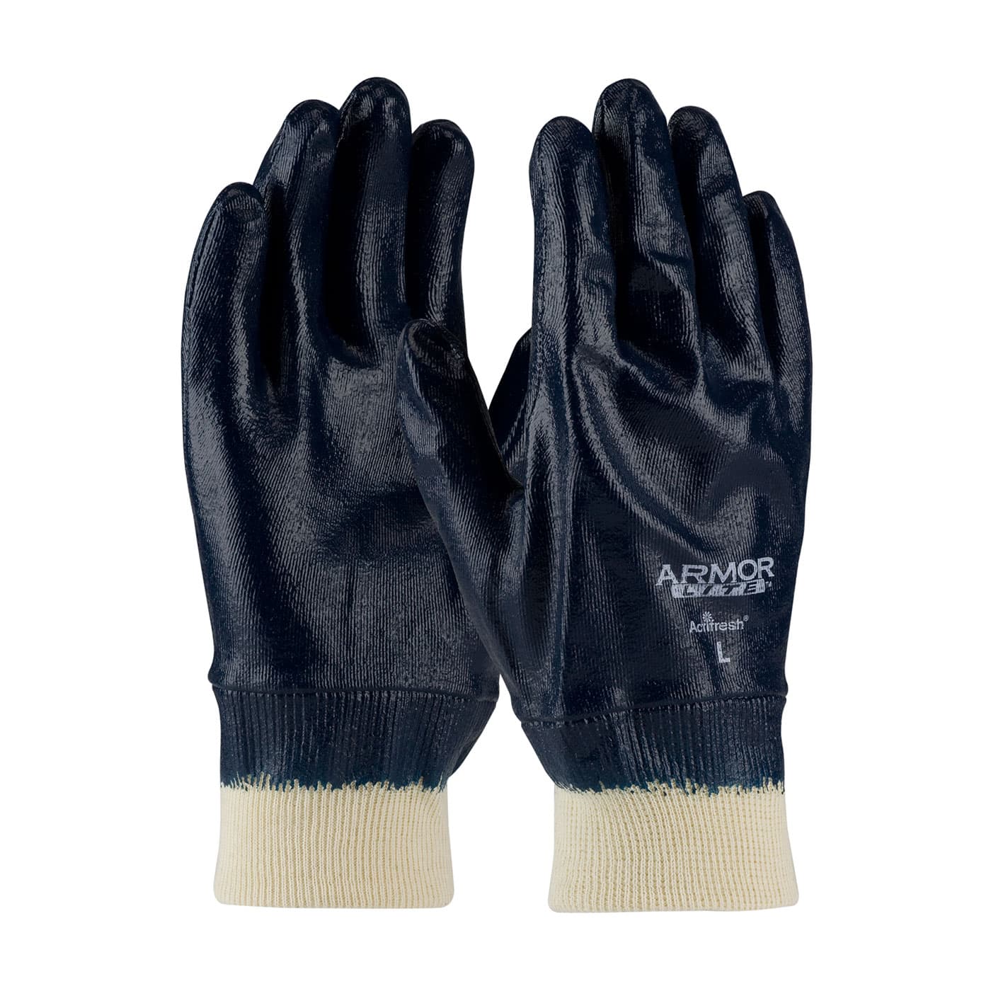 ArmorLite Nitrile Dipped Glove with Interlock Liner and Textured Finish on Full Hand - Knit Wrist (56-3171)