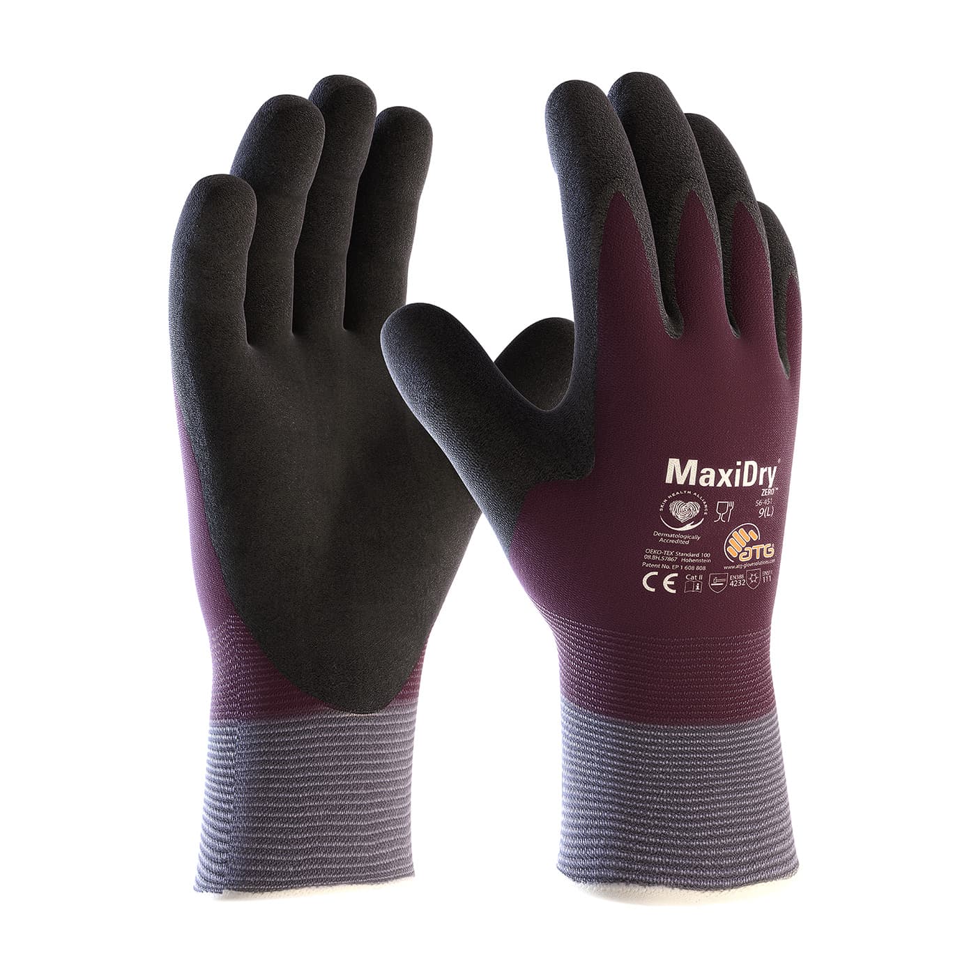 MaxiDry Zero Seamless Knit ATG Nylon Glove with Thermal Lining and Double-Dipped Nitrile MicroFoam Grip on Full Hand (56-451)_0