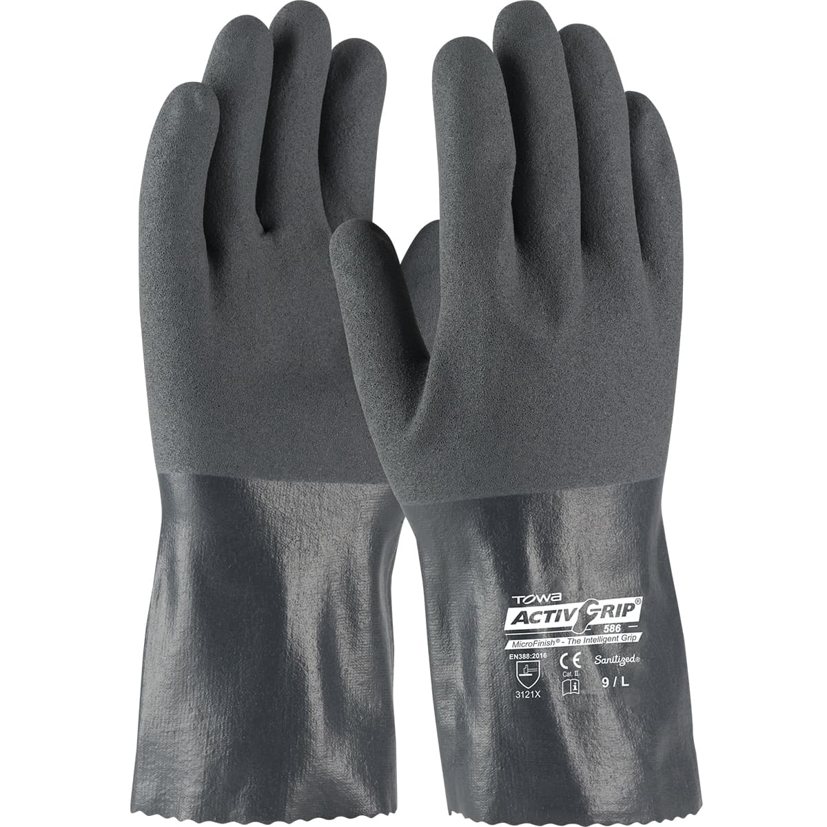 Activgrip Supported, 15G Cotton, Gray Nitrile W/ Microfinish, 12"L 12&Quot;