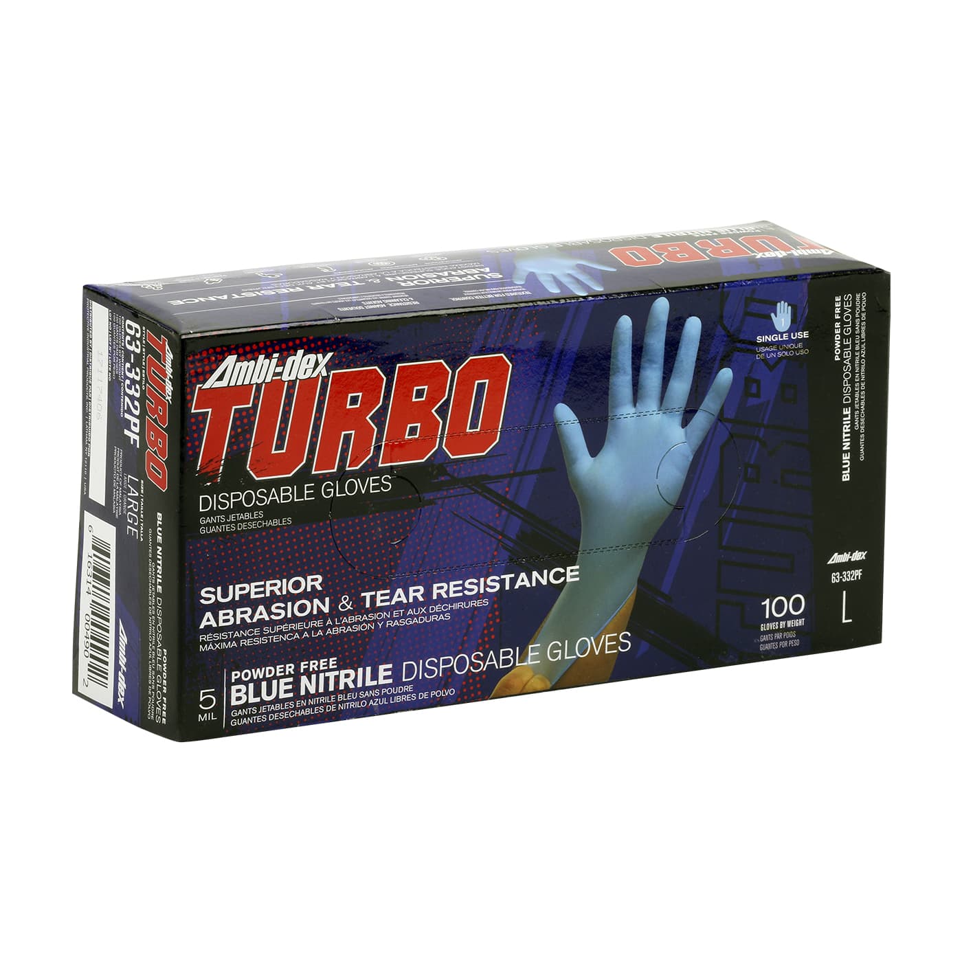 Ambi-dex Turbo Disposable Nitrile Glove, Powder Free with Textured Grip - 5 mil (63-332PF)
