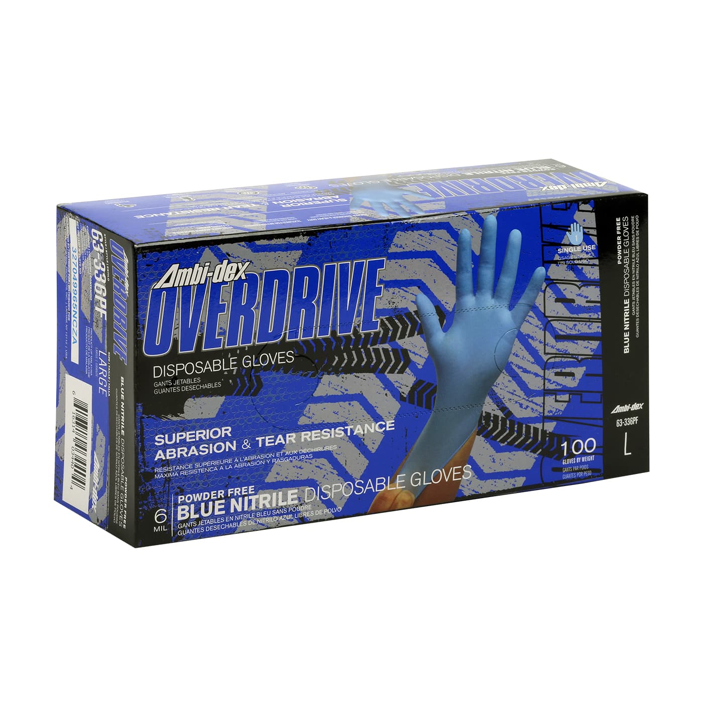 Ambi-dex Overdrive Disposable Nitrile Glove, Powder Free with Textured Grip - 6 mil (63-336PF)_0