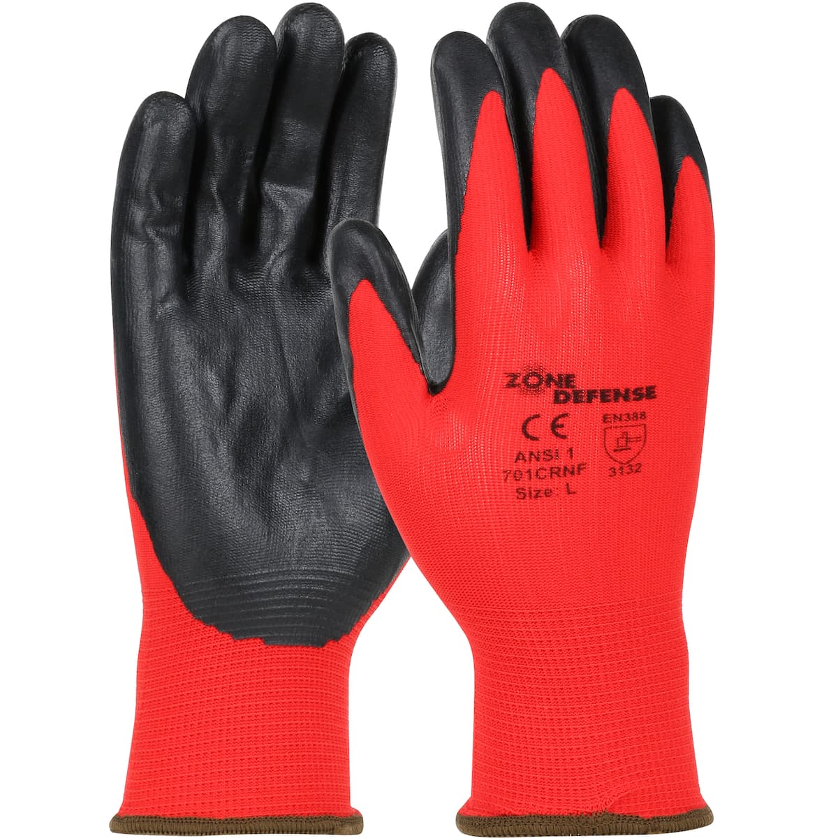 Zone Defense® Seamless Knit Nylon Glove with Nitrile Coated Foam Grip on Palm & Fingers (701CRNF)