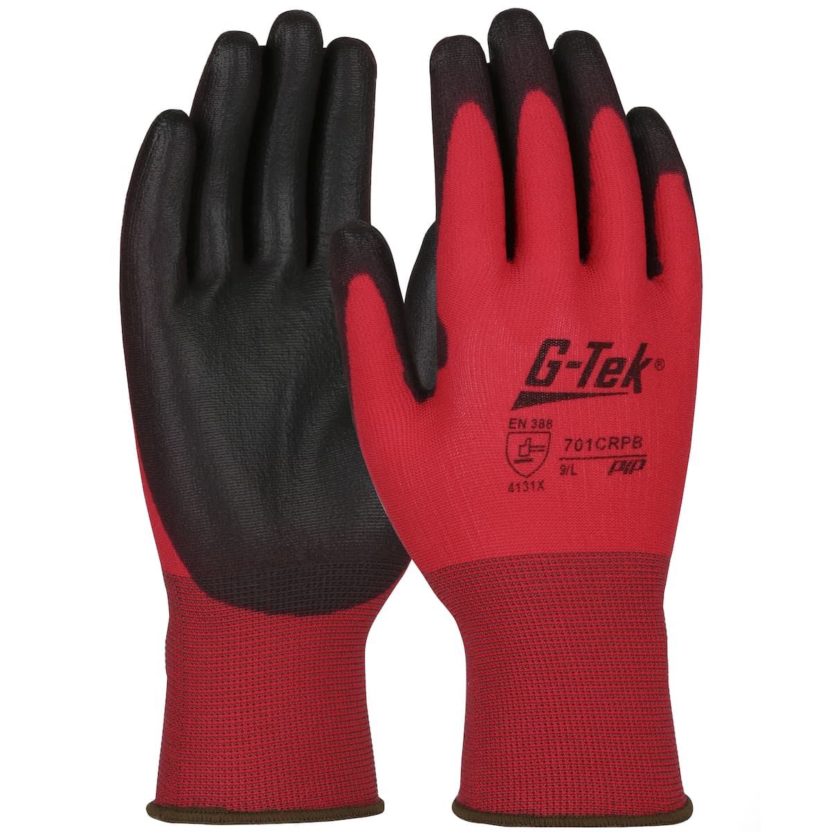 G-Tek Seamless Knit Nylon Glove with Polyurethane Coated Smooth Grip on Palm & Fingers (701CRPB)_0