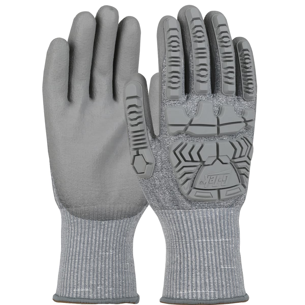 G-Tek Seamless Knit HPPE Blended Glove with Impact Protection and Polyurethane Coated Palm & Fingers (710HGUB)