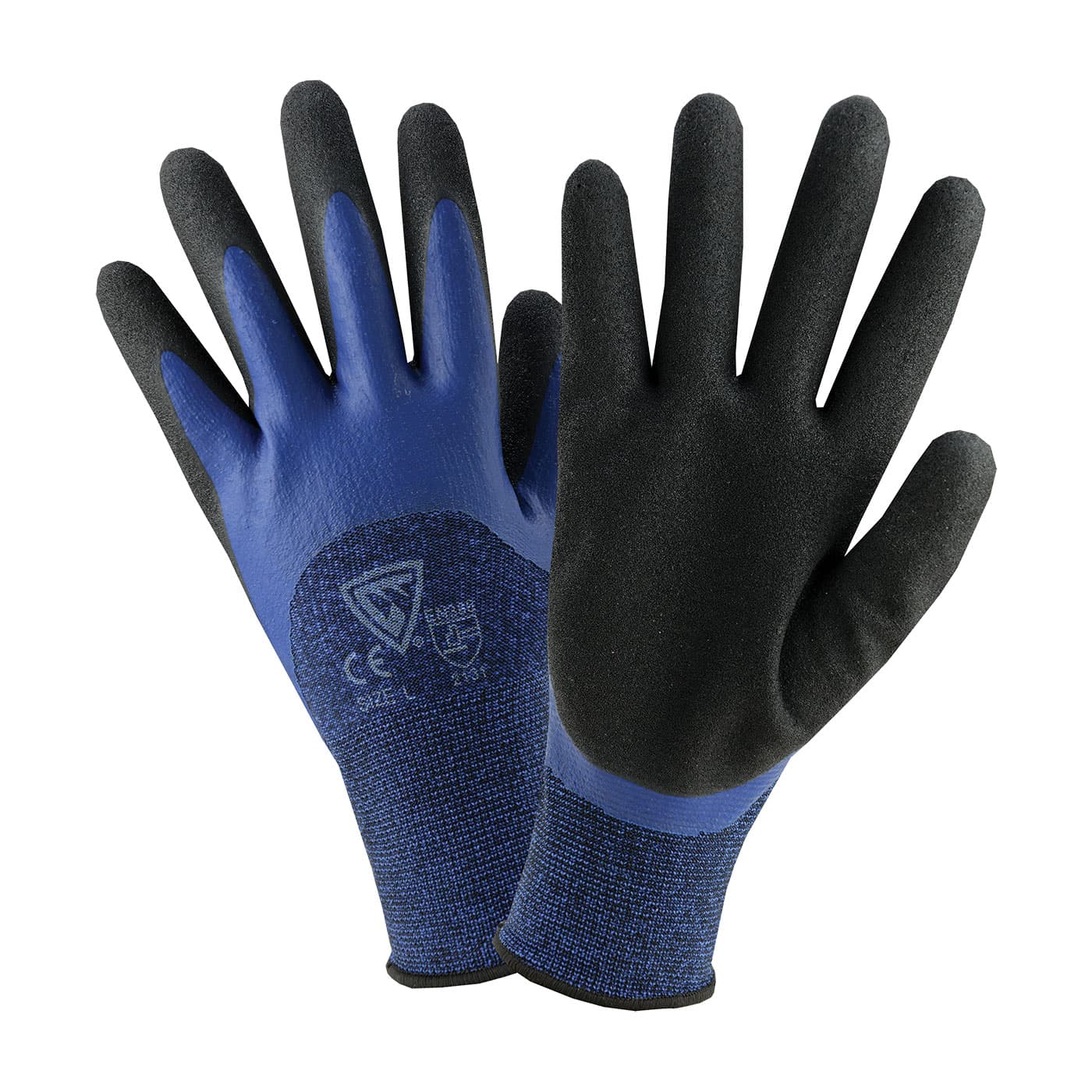 PIP® Seamless Knit Polyester Glove with Double Dipped Latex Sandy Foam Grip on Palm & Fingers (713BLDD)