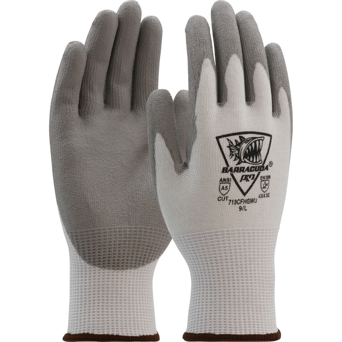 Barracuda Seamless Knit Polykor Blended Glove with Polyurethane Coated Flat Grip on Palm & Fingers (713CFHGWU)