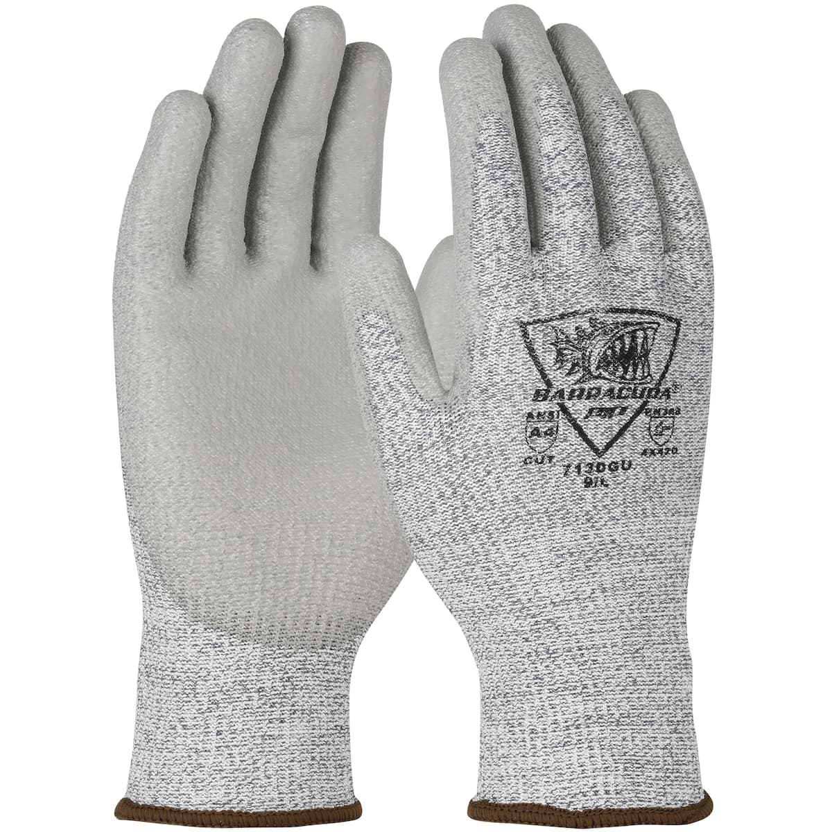 Barracuda Seamless Knit Polykor Blended Glove with Polyurethane Coated Flat Grip on Palm & Fingers (713DG)