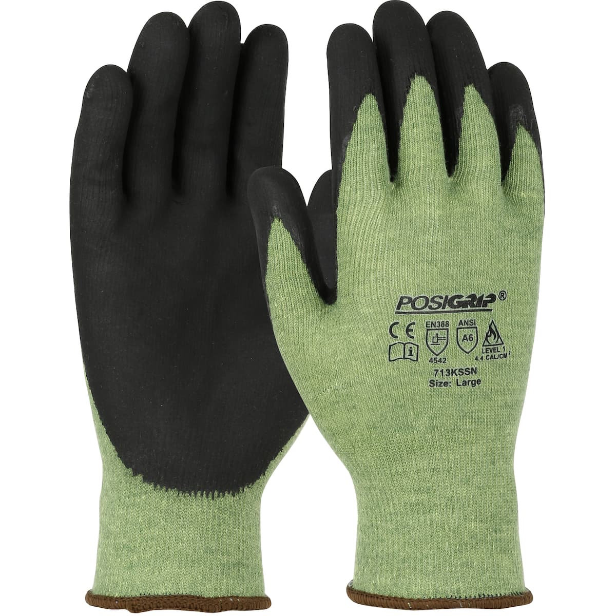 G-Tek PosiGrip AR Seamless Knit PolyKor/Aramid Blend Glove with Nitrile Foam Coated Grip on Palm & Fingers (713KSSN)