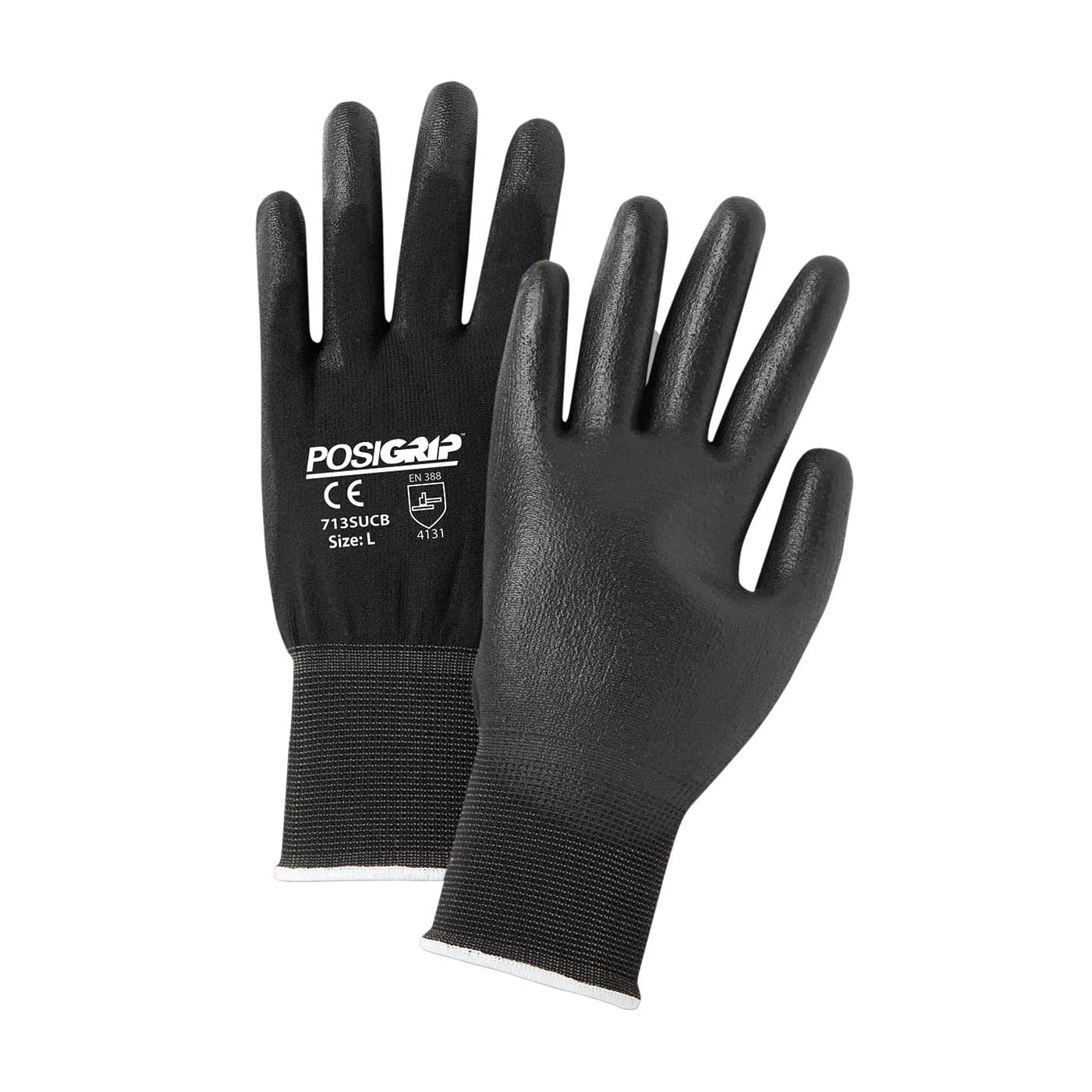 G-Tek PosiGrip Seamless Knit Nylon Glove with Polyurethane Coated Flat Grip on Palm & Fingers (713SUCB)