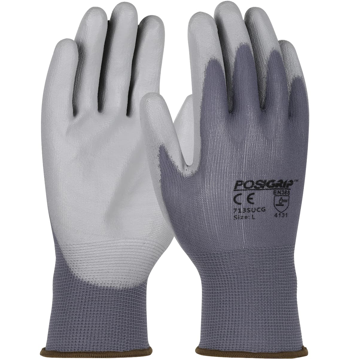 G-Tek PosiGrip Seamless Knit Nylon Glove with Polyurethane Coated Flat Grip on Palm & Fingers (713SUCG)