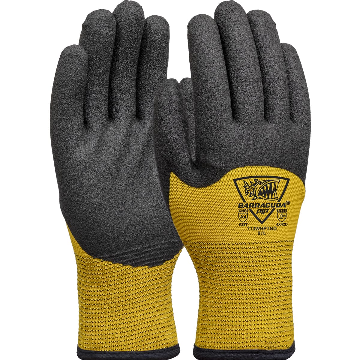 Barracuda Seamless Knit HPPE/Nylon Glove with Acrylic Lining and PVC Foam Grip on Palm, Fingers & Knuckles (713WHPTND)