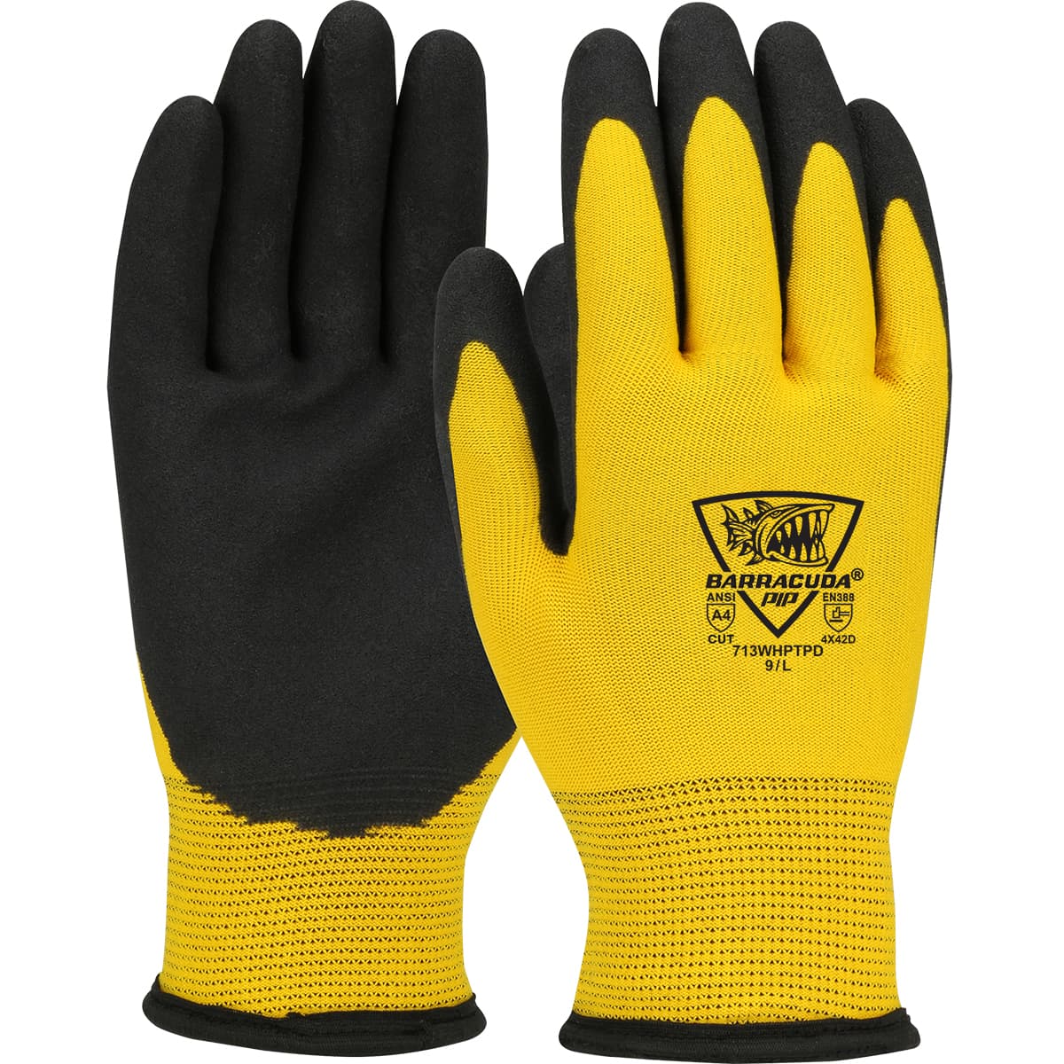 Barracuda Seamless Knit HPPE/Nylon Glove with Acrylic Lining and PVC Foam Grip on Palm & Fingers (713WHPTPD)