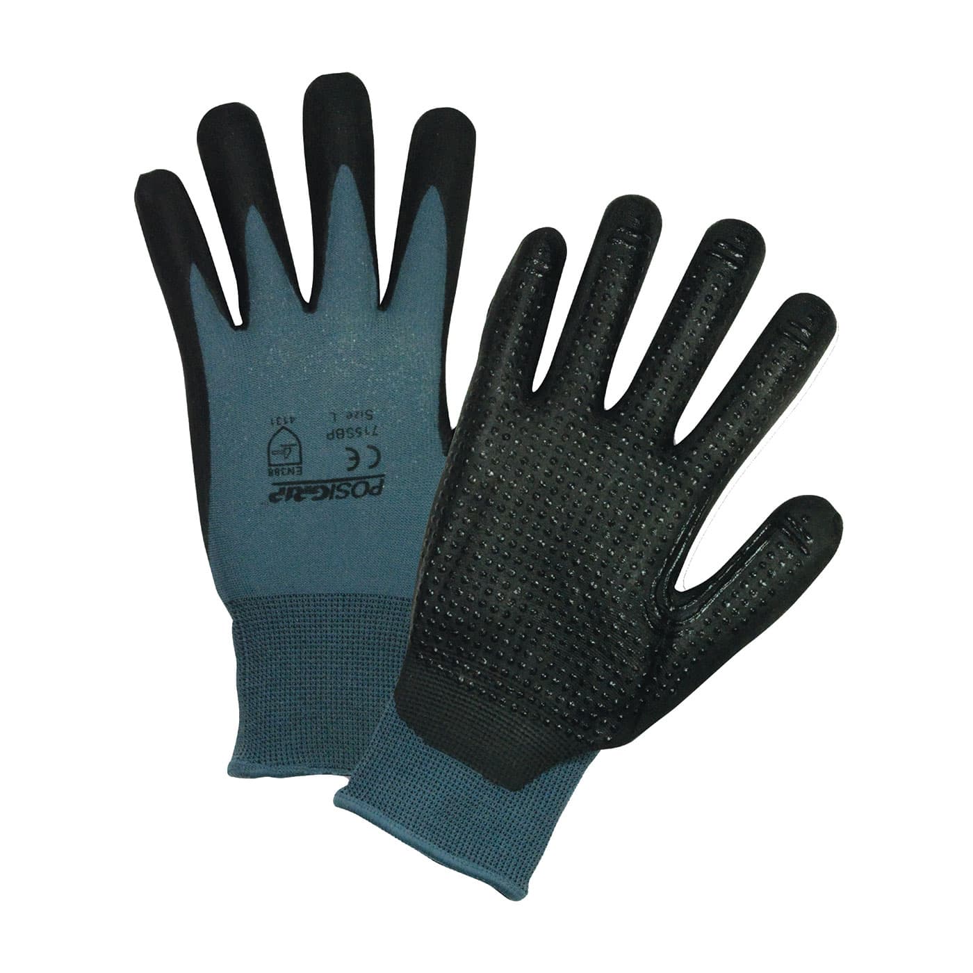 PosiGrip Seamless Knit Nylon Glove with Nitrile Coated Foam Grip on Palm & Fingers - Micro Dotted Grip (715SBP)