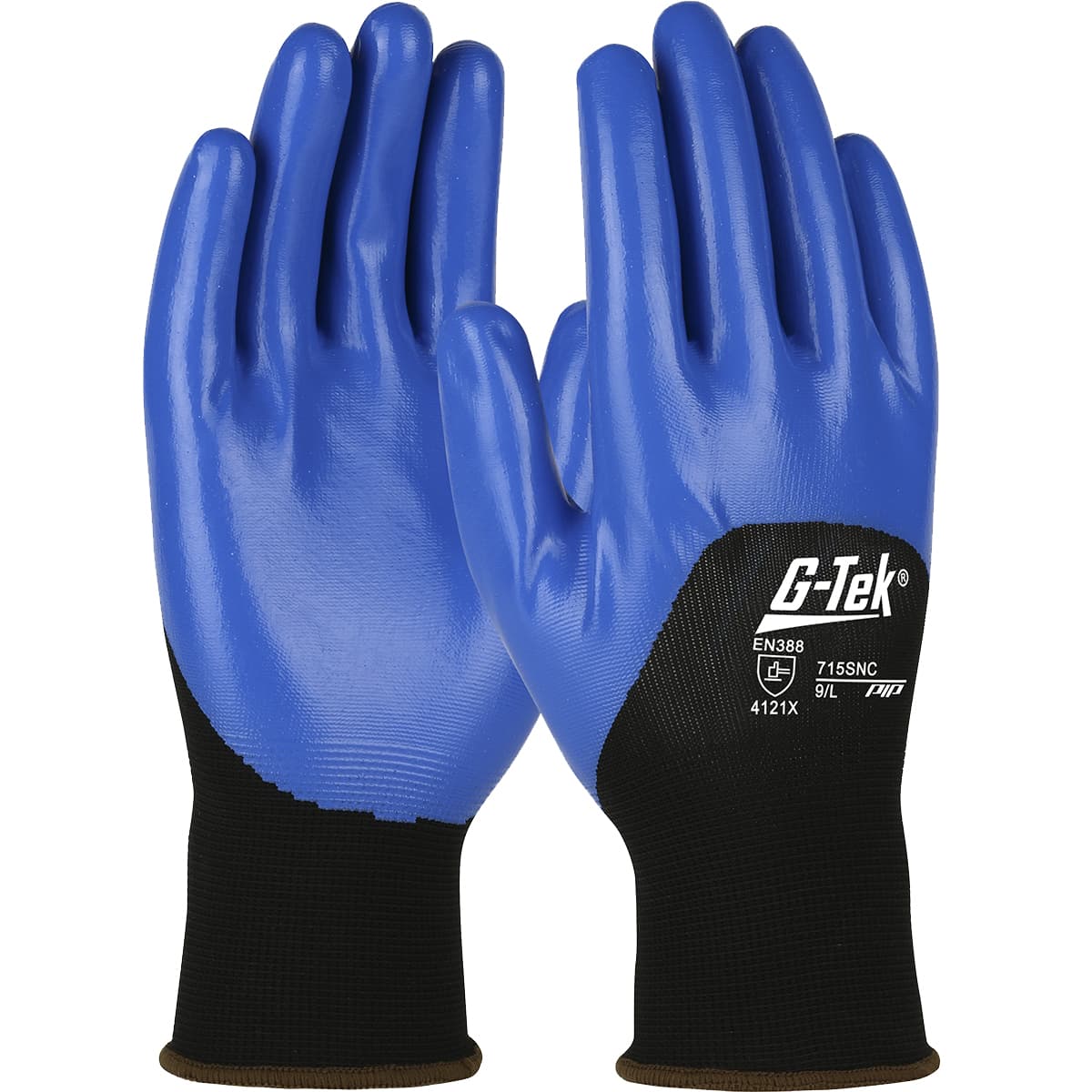 G-Tek Seamless Knit Nylon Glove with Nitrile Coated Smooth Grip on Palm, Fingers & Knuckles (715SNC)