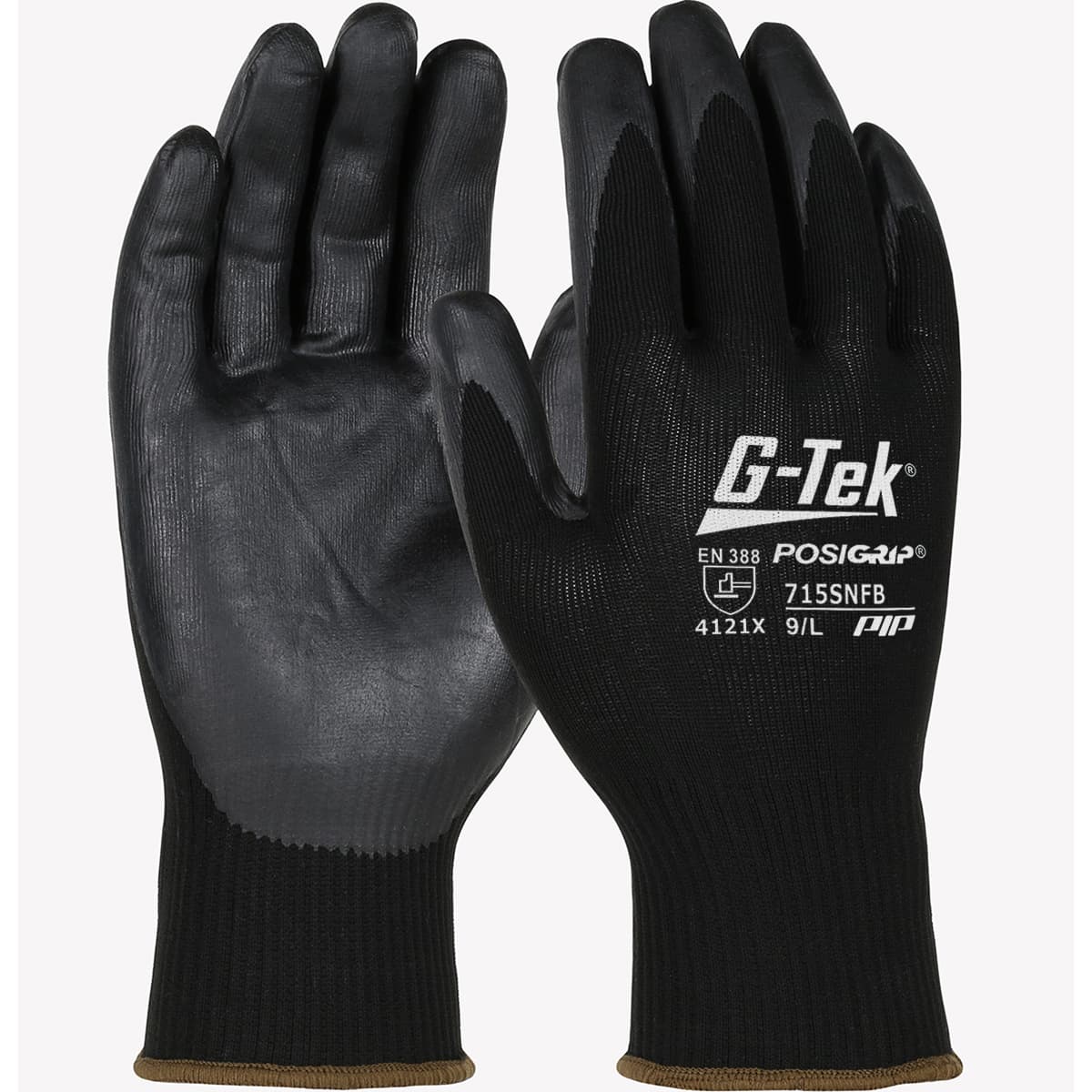 G-Tek PosiGrip Seamless Knit Nylon Glove with Nitrile Coated Foam Grip on Palm & Fingers (715SNFB)