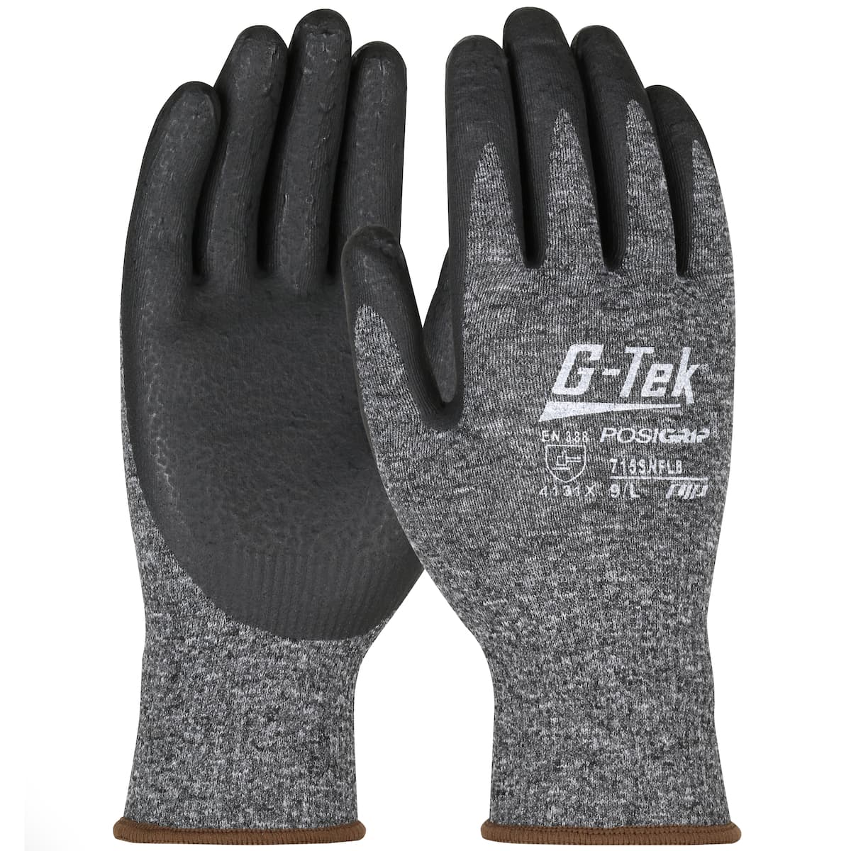 G-Tek PosiGrip Seamless Knit Nylon Glove with Nitrile Coated Foam Grip on Palm & Fingers (715SNFLB)