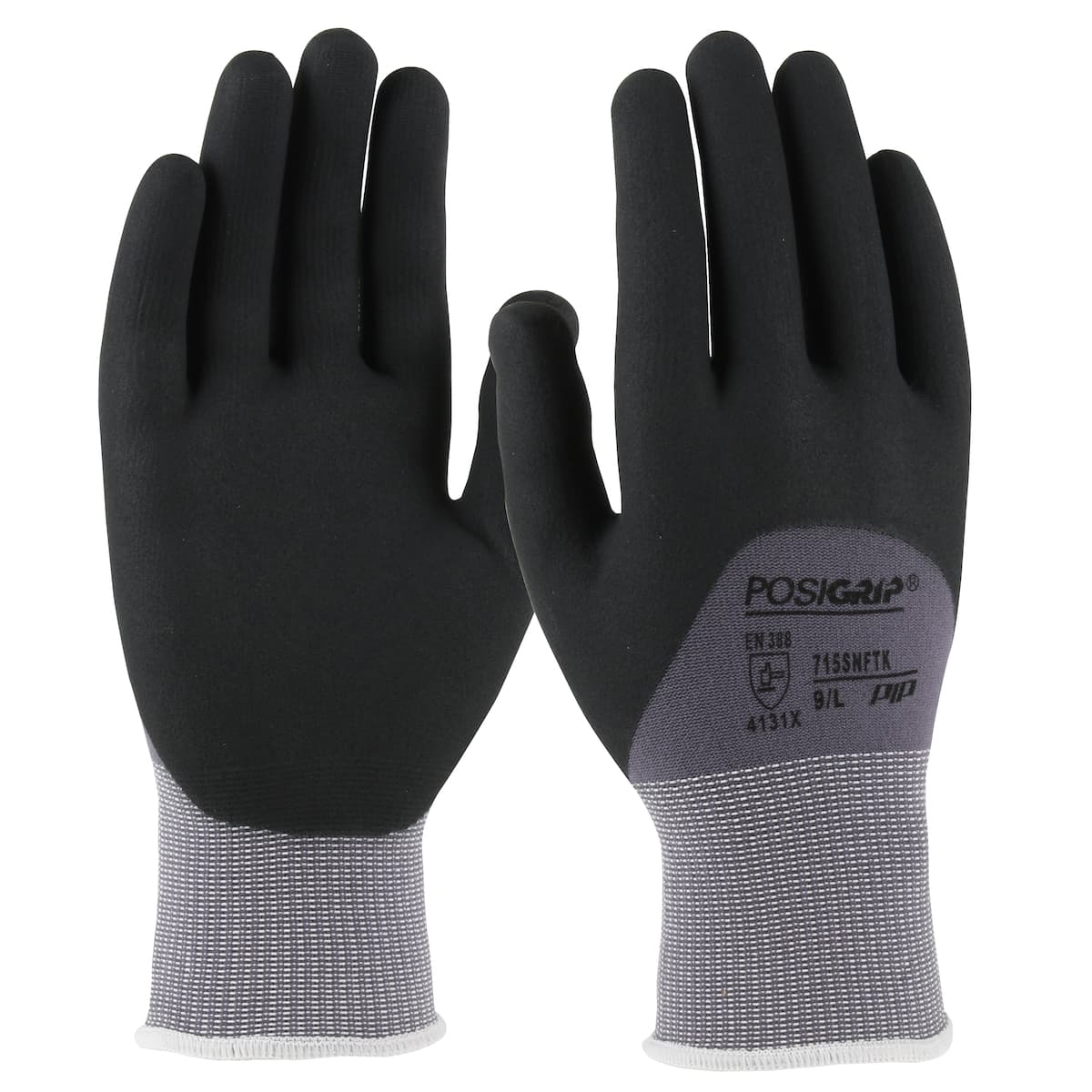 PosiGrip Seamless Knit Nylon Glove with Nitrile Coated Foam Grip on Palm, Fingers & Knuckles (715SNFTK)