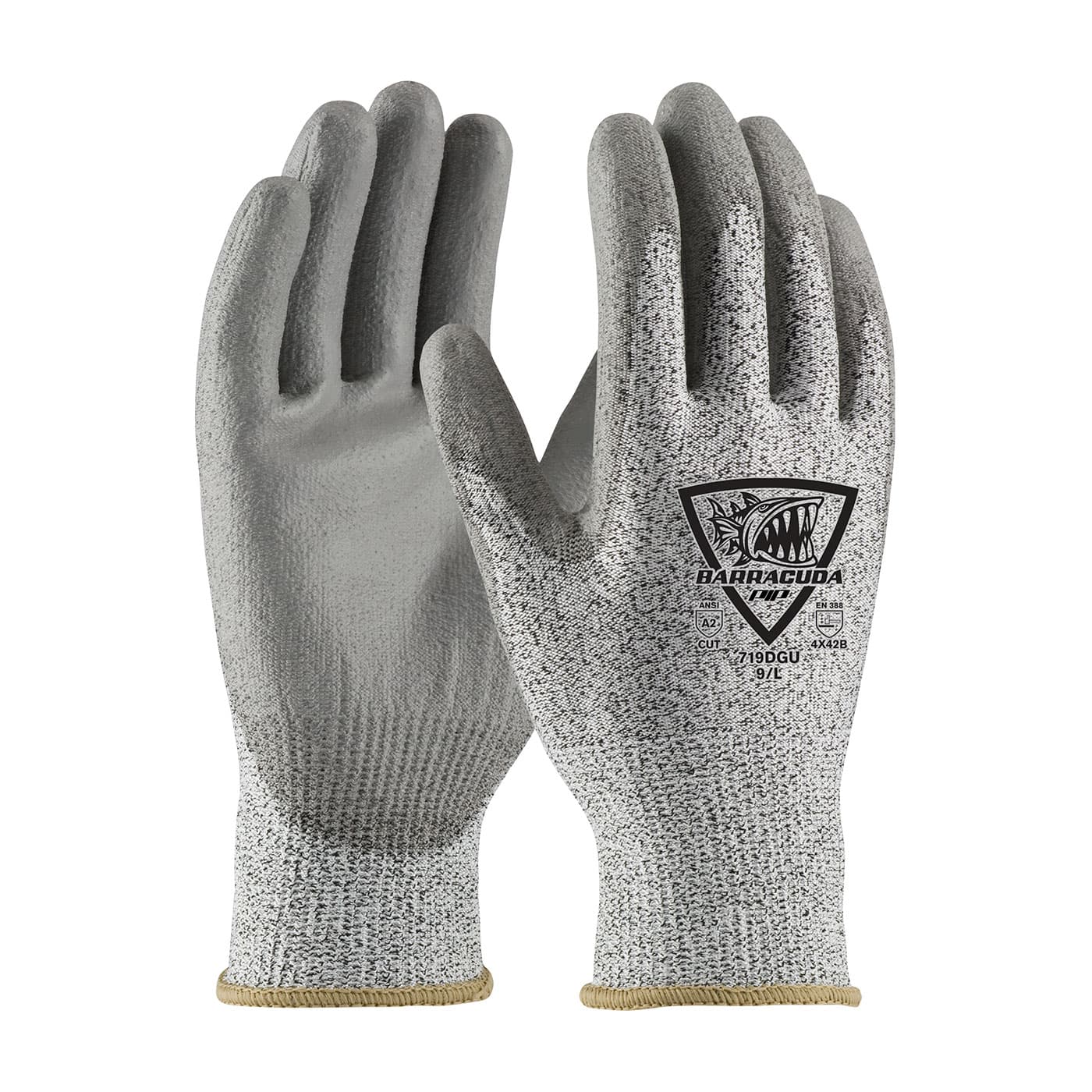 Barracuda Seamless Knit Polykor Blended Glove with Polyurethane Coated Flat Grip on Palm & Fingers (719DG)