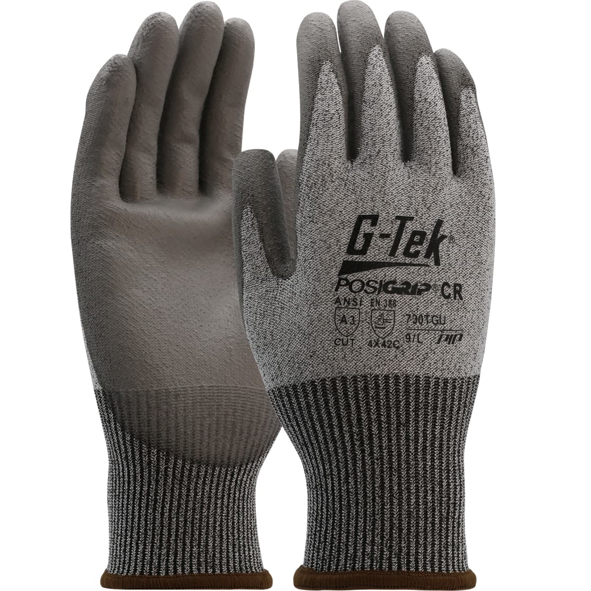 G-Tek PosiGrip Seamless Knit PolyKor Blended Glove with Polyurethane Coated Flat Grip on Palm & Fingers (730TGU)